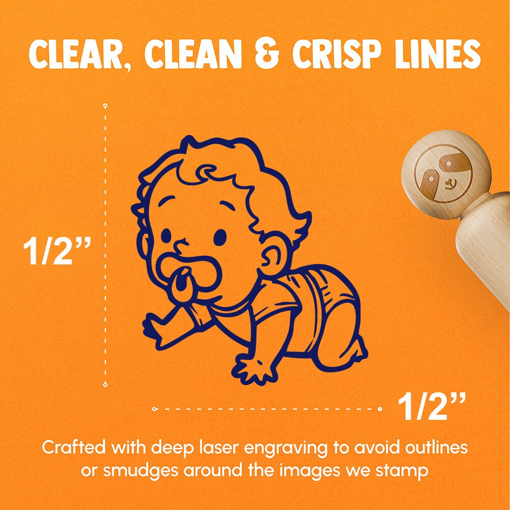 Crawling Baby Pacifier Diaper Toddler Child Rubber Stamp for Stamping Crafting Planners