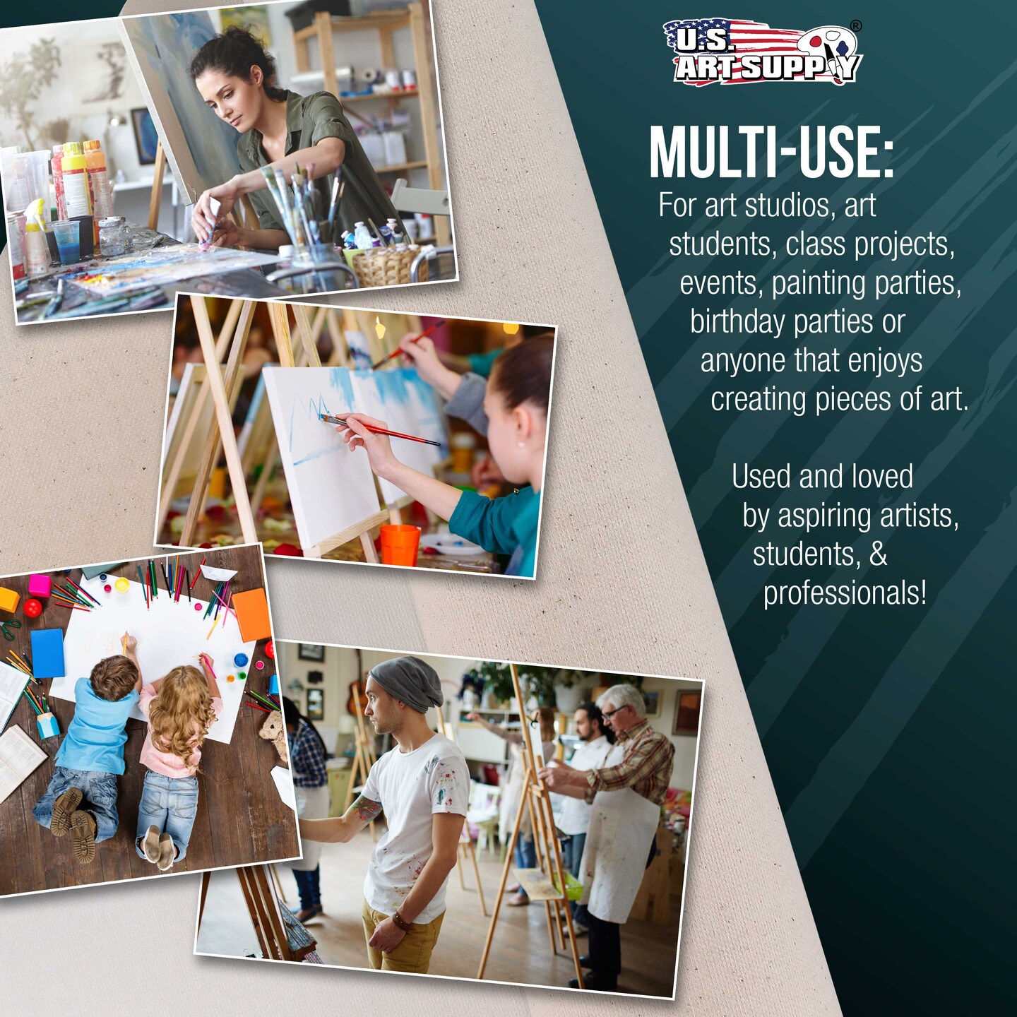 U.S. Art Supply 10-Ounce Unprimed Canvas Roll, 63" Wide x 18' Long (6 Yards) - 100% Cotton, Woven, Acid-Free - Unstretched Canvas Rolls for Painting, Murals, & DIY Crafts