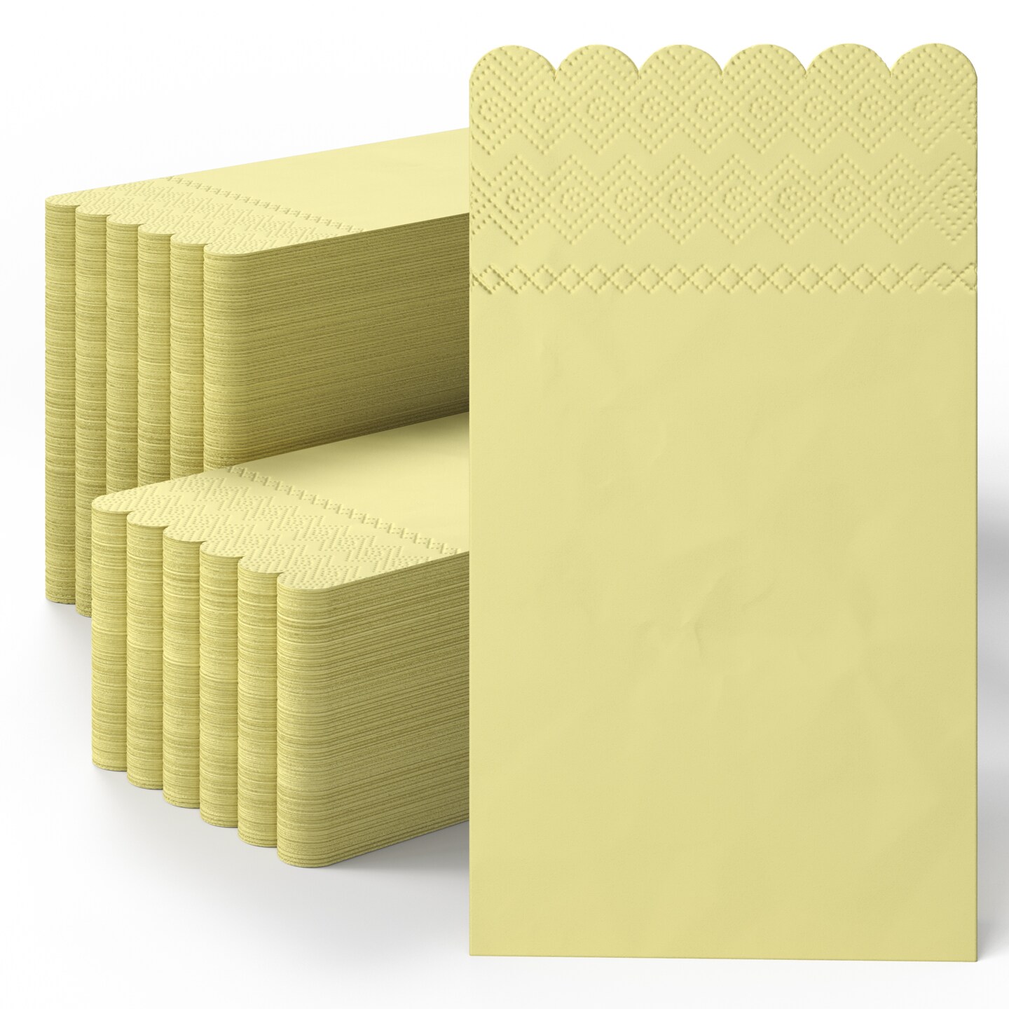  Scalloped Napkins Disposable 100 Pcs 3-Ply Yellow Scalloped Dinner Napkins Disposable Decorative for Dinners & Parties, Paper Guest Towels for Bathroom & Party Supplies