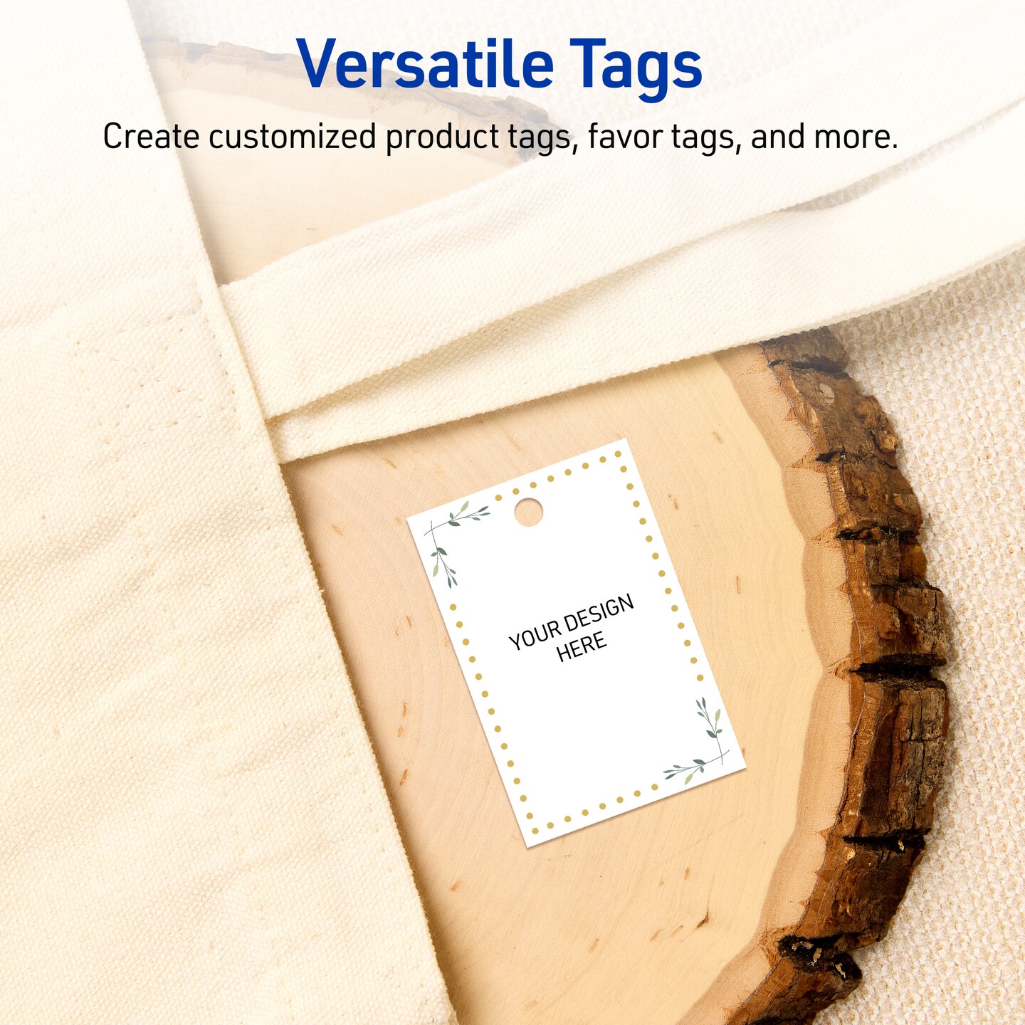 Avery Printable Rectangle Tags, Gold Dots with Green Florals, 2" x 3", Matte White Rectangle Tags, Laser/Inkjet, 80ct, Great for Product Tags