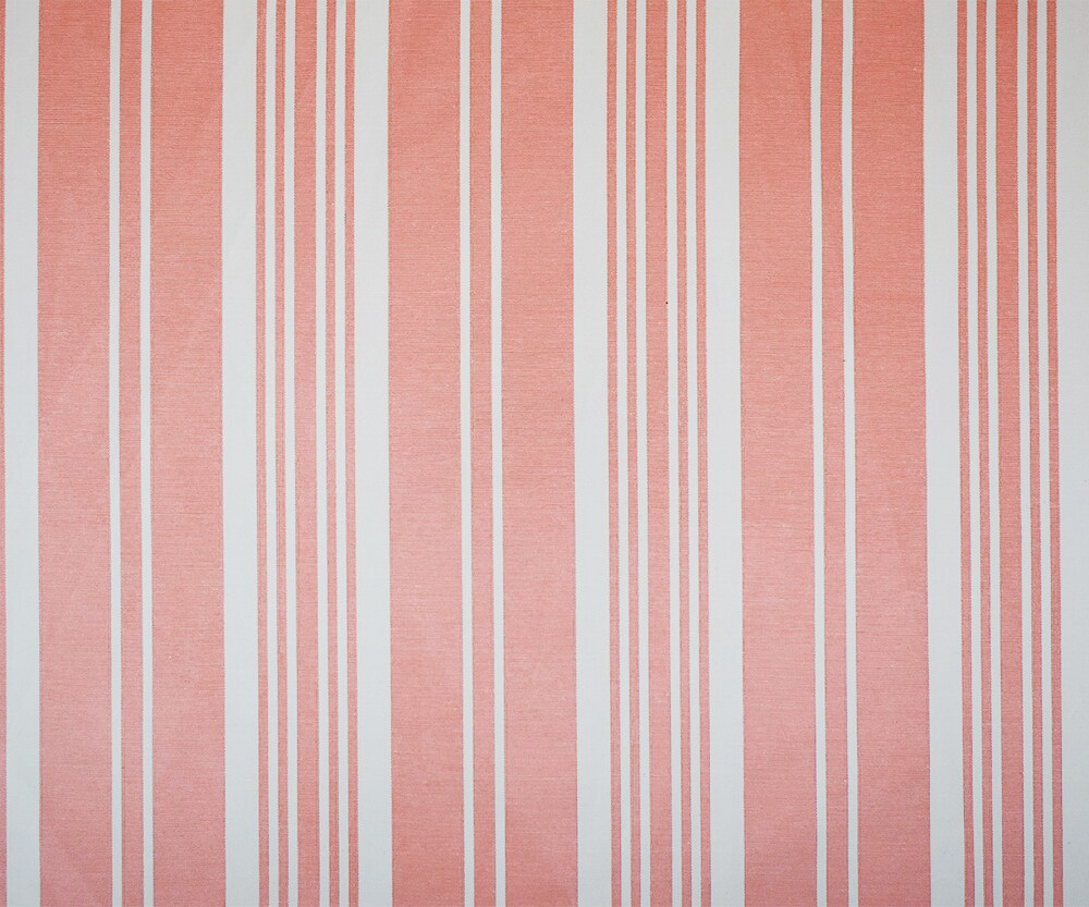 Peach Orange-White Polyester Cotton Striped Shirting Woven Fabric By the Yard