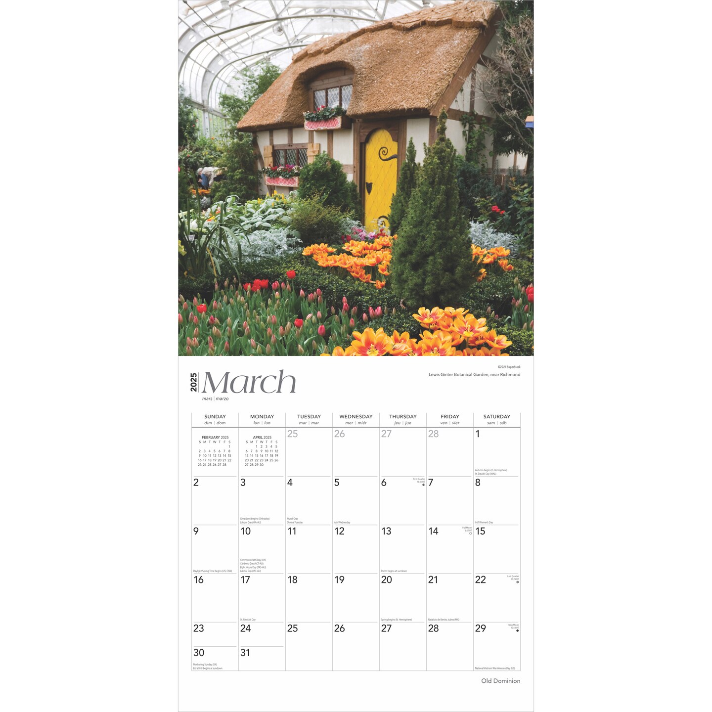 Old Dominion | Virginia Places | 2025 12 x 24 Inch Monthly Square Wall Calendar | Plastic-Free | BrownTrout | USA Appalachian Mountains Monticello Southwest State Nature