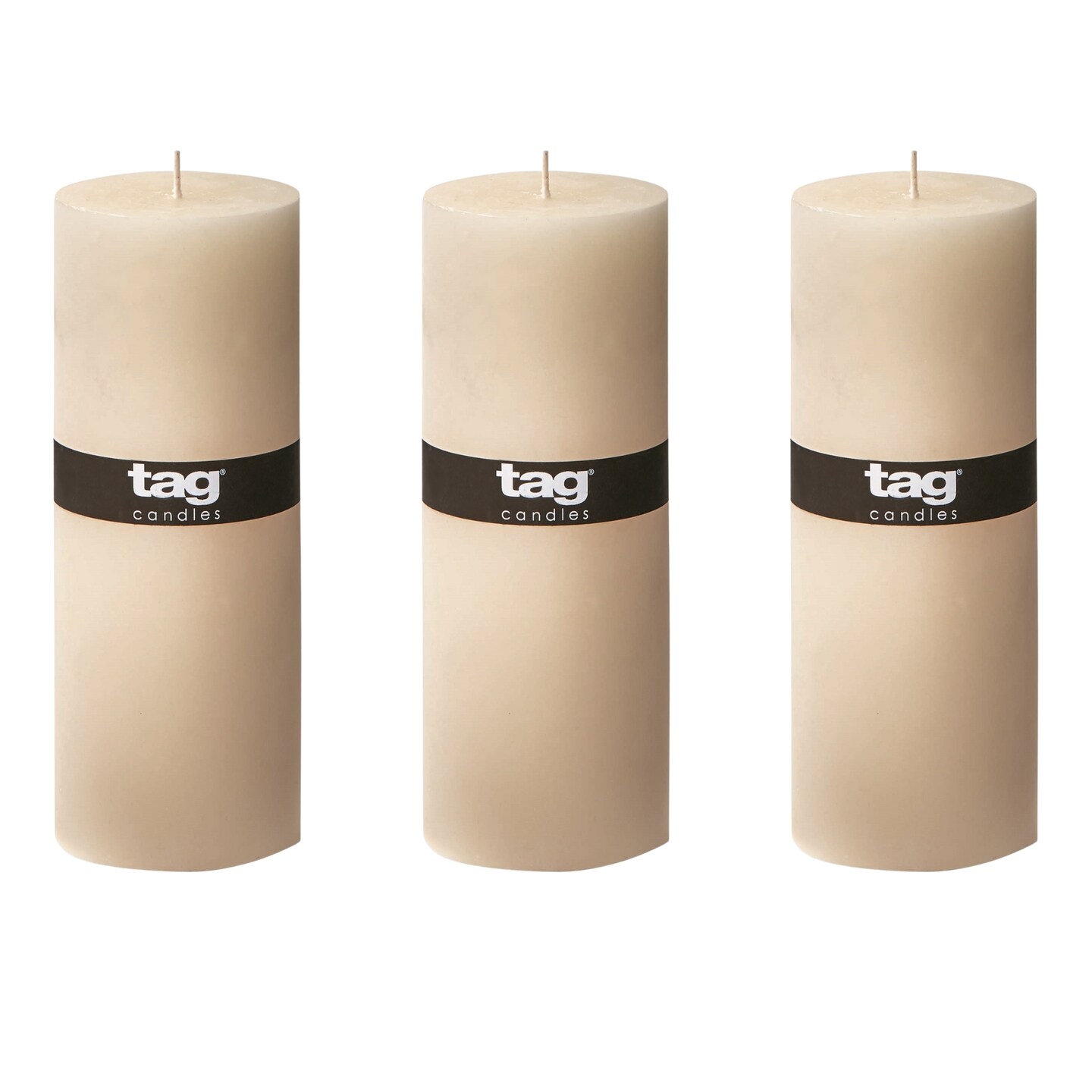 Chapel 3X8 Ivory Pillar Paraffin Wax Candle Unscented Drip-Free Long Burning 115 Hours For Home Decor Wedding Parties Set of 3