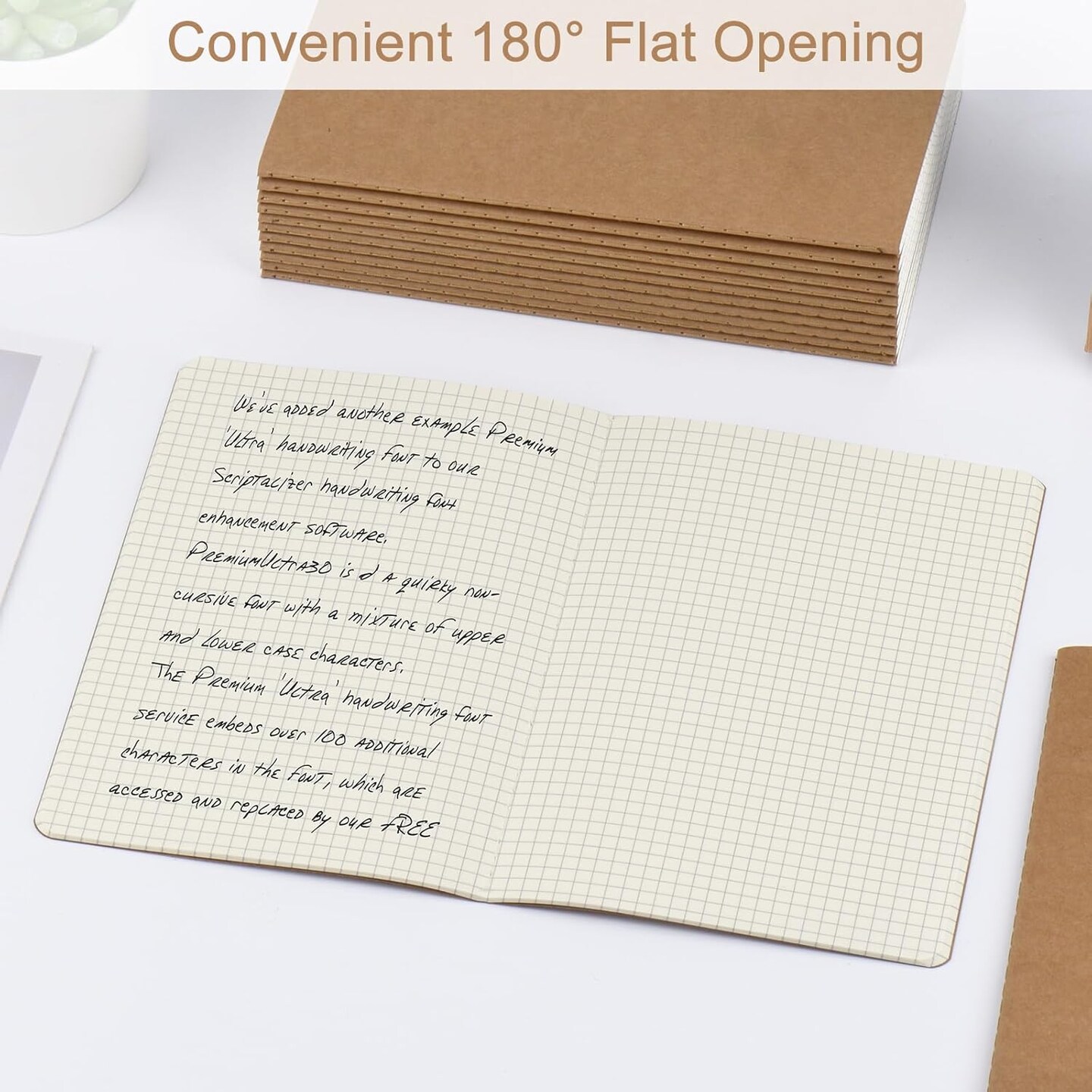 100 Pack A5 Kraft Notebooks Bulk, 8.15x5.5 Inches Graph Paper Journaling Notebooks, Notebooks for Work, Composition Notebooks for School, Journal Notebooks for Office