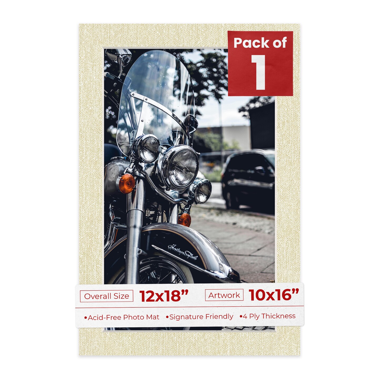 Off White Canvas Mat Board for 12x18 Frames - Fits 10x16 Photos