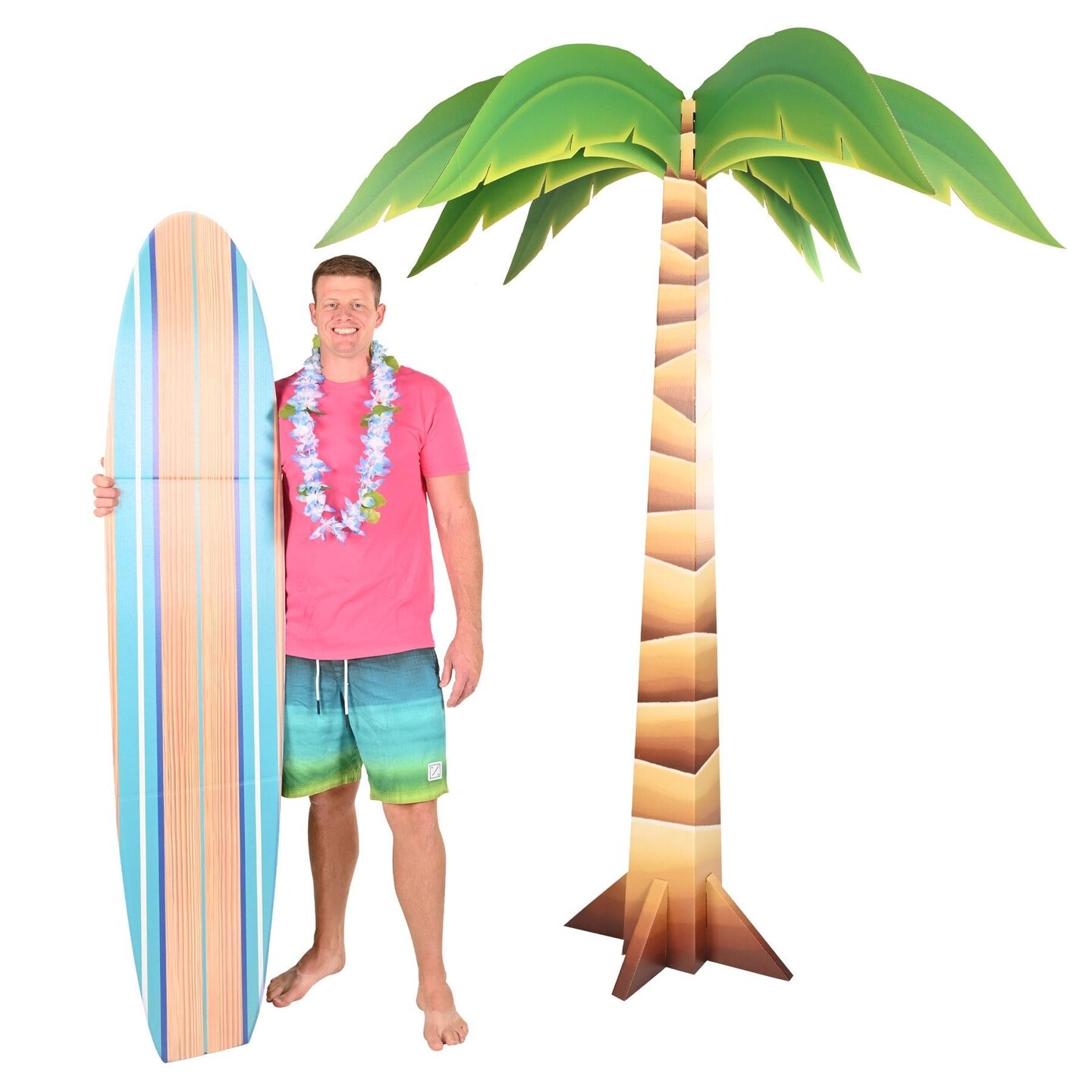4 Pack Beistle Luau Party Surf Board Stand-Up Decoration