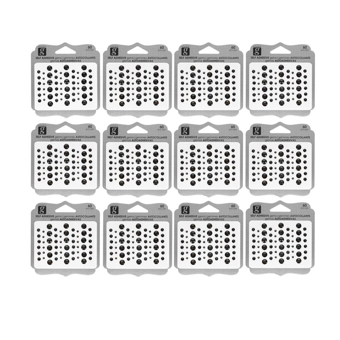 Hampton Art Adhesive Bling, Black, 12Pc, Gems, Gem Stickers, Jewels, 3D Stickers, Gems For Crafting, Rhinestone Craft Gems, Jewel Jewels For Crafts