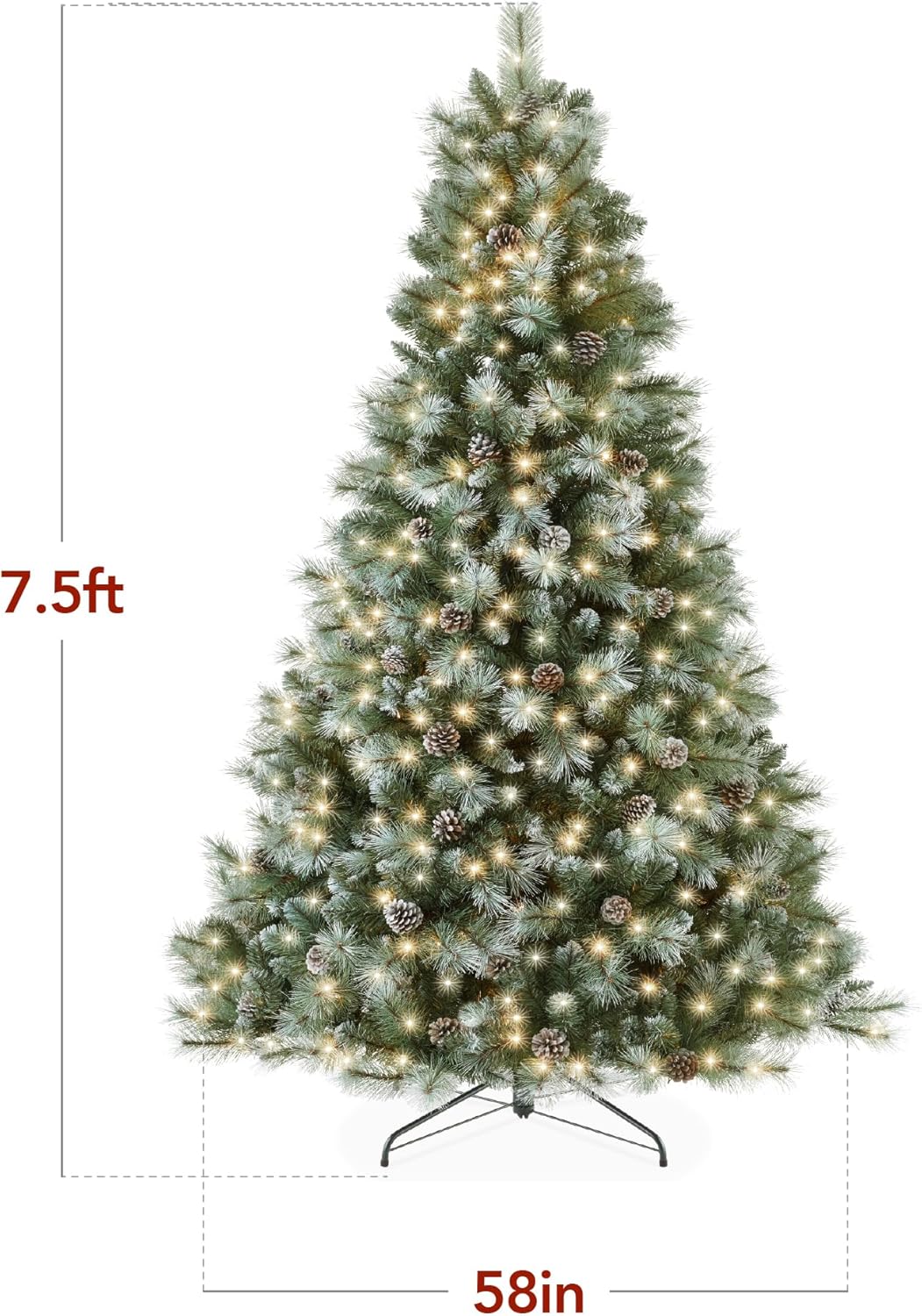 Pre Lit Full Scotch Pine Christmas Tree 1,500 Twinkling Micro LED Lights White &#x26; Multicolor, for Holiday Decor and Celebrations