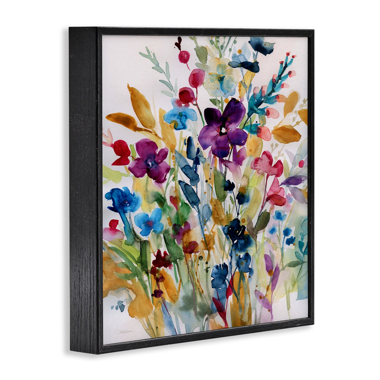 Stupell Industries Garden Jewels Abstract Flowers Black Framed Giclee Art, design by Carol Robinson