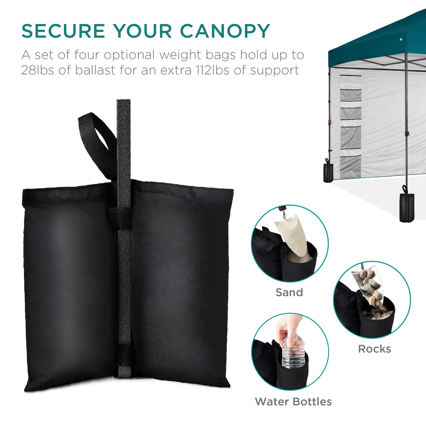 Best Choice Products 10x10ft Easy Setup Pop Up Canopy, Portable Tent w/ Side Wall, 1-Button Push, Case