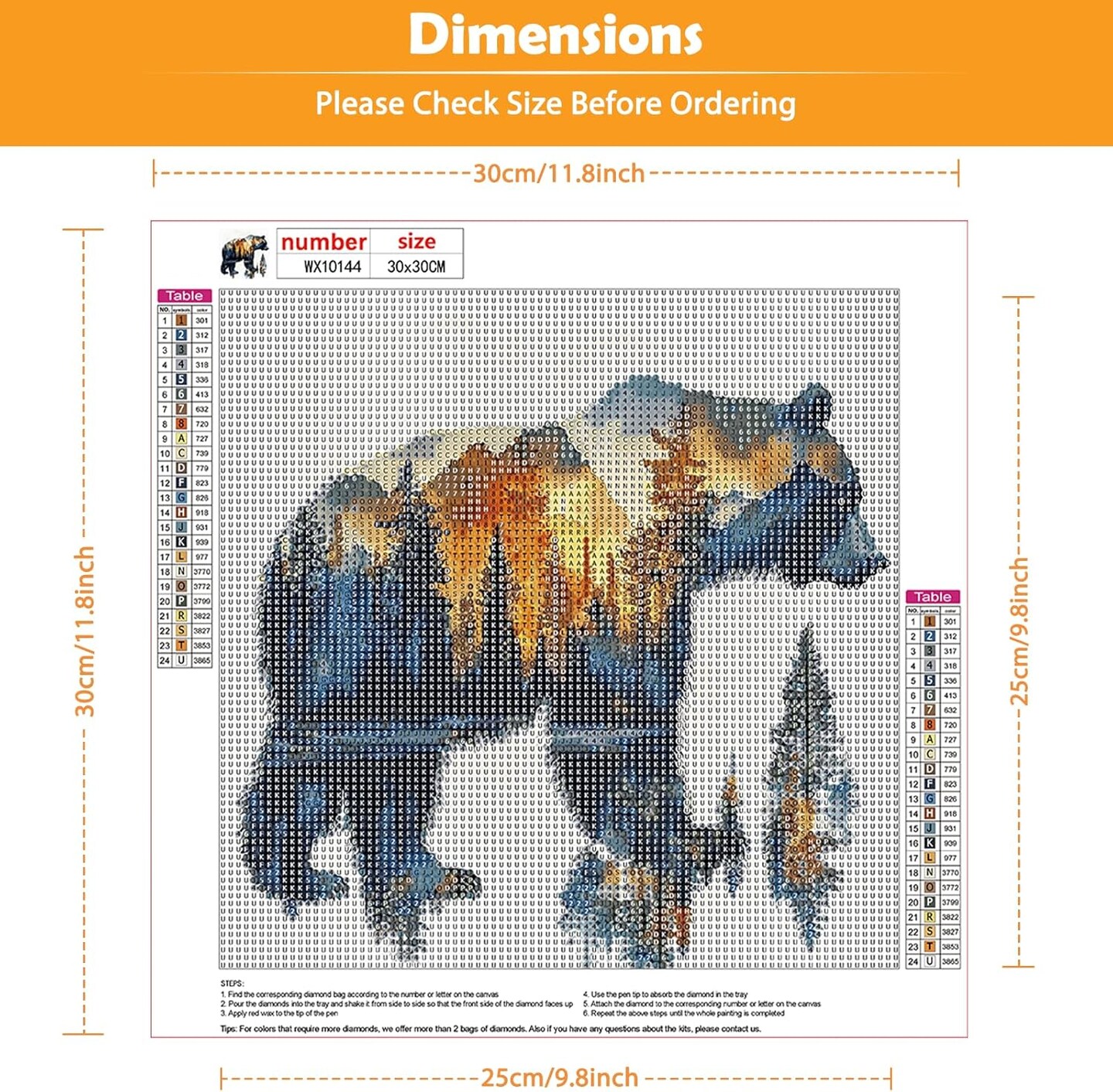 Diamond Art Kits Bear Abstract Diamond Painting for Adults, 5D Round Full Drill, Landscape Diamond Dots Mosaic Painting for Beginner, DIY Gems Art Craft for Home Wall Decor 30x30cm