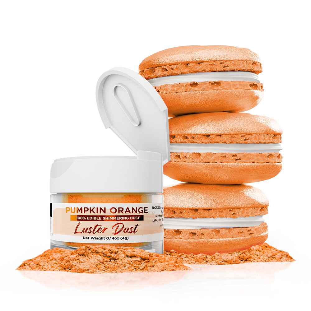 Bakell - Pumpkin Orange Luster Dust (4g, 1x Jar) Edible Vegan Dust & Paint for Baking, Desserts and Beverages