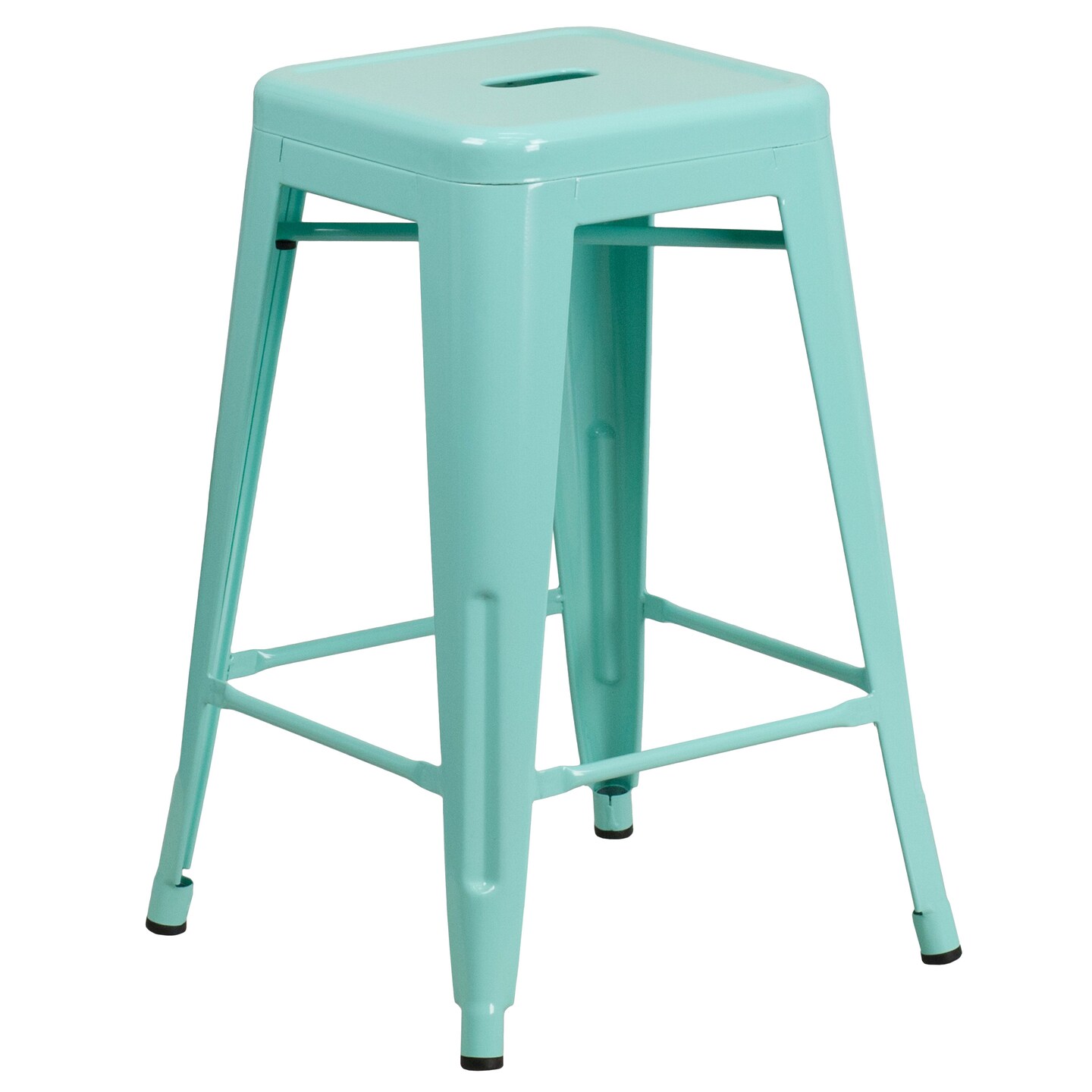 Merrick Lane Newark Series Backless Metal Stool with Square Seat for Indoor-Outdoor Use