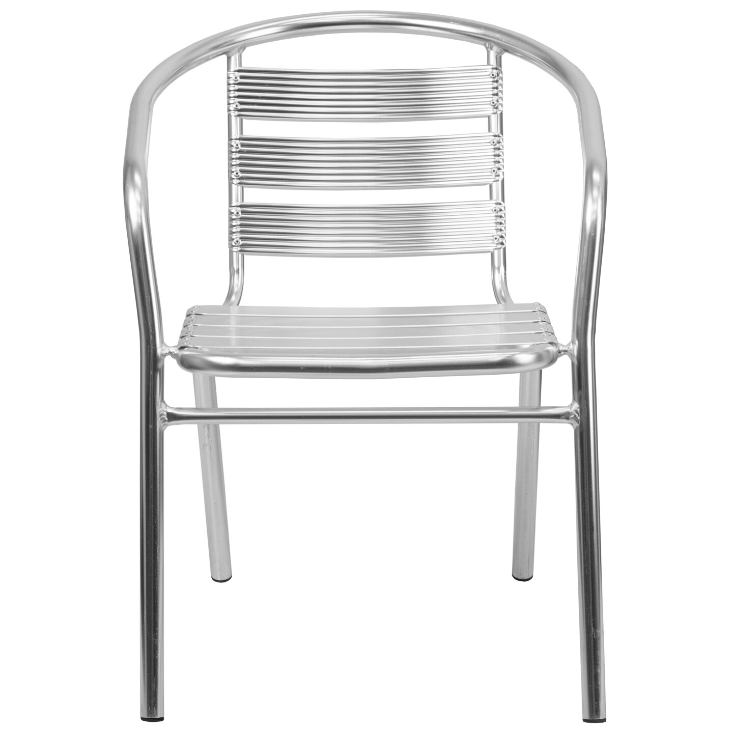Emma and Oliver Heavy Duty Aluminum Commercial Indoor-Outdoor Restaurant Stack Chair with Triple Slat Back