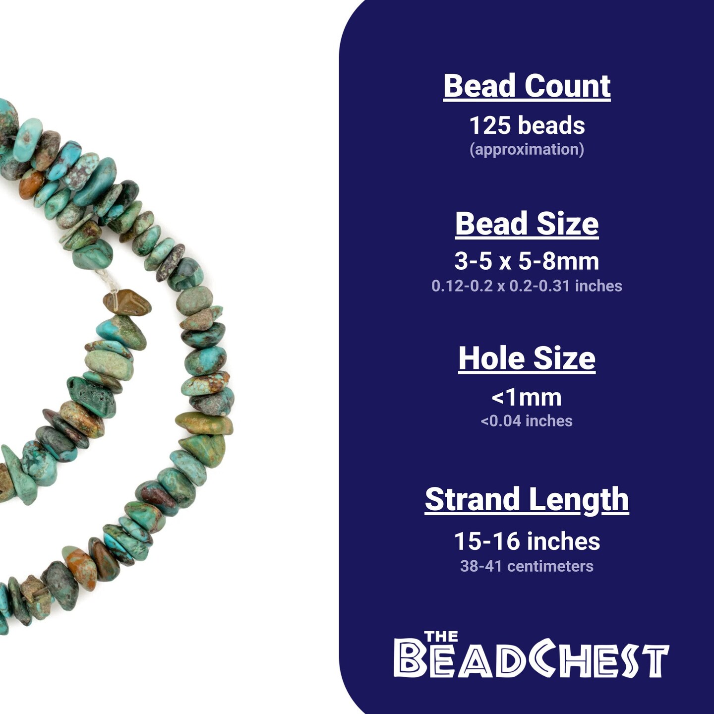 The Bead Chest Turquoise Chip Beads: Rustic Natural Stone Jewelry Making Supply, Green Chips Full Strand