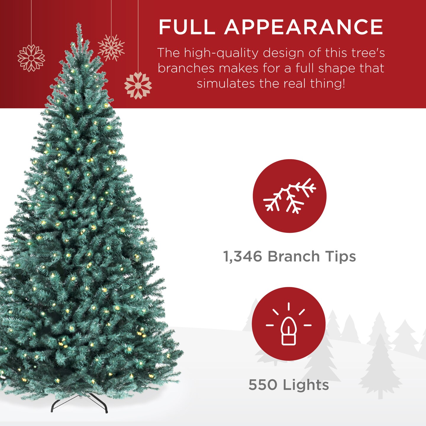 Best Choice Products Pre-Lit Blue Spruce Christmas Tree w/ Foldable Base, Incandescent Lights