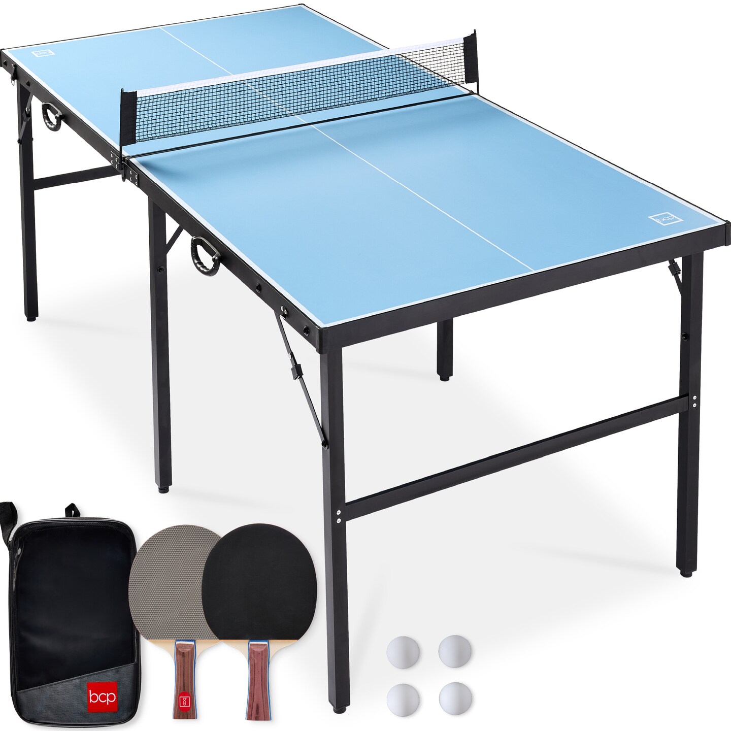 Best Choice Products 6x3ft Portable Ping Pong Table Game Set, Folding Table Tennis w/ 2 Paddles, Balls