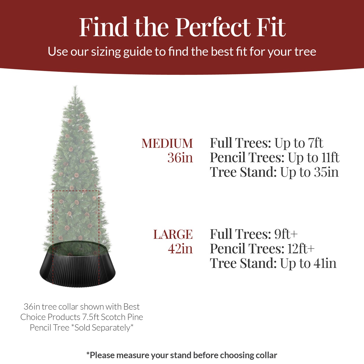 Best Choice Products 42in Christmas Tree Collar, Solid Wood Slatted Tree Skirt Holiday Accessory for Home