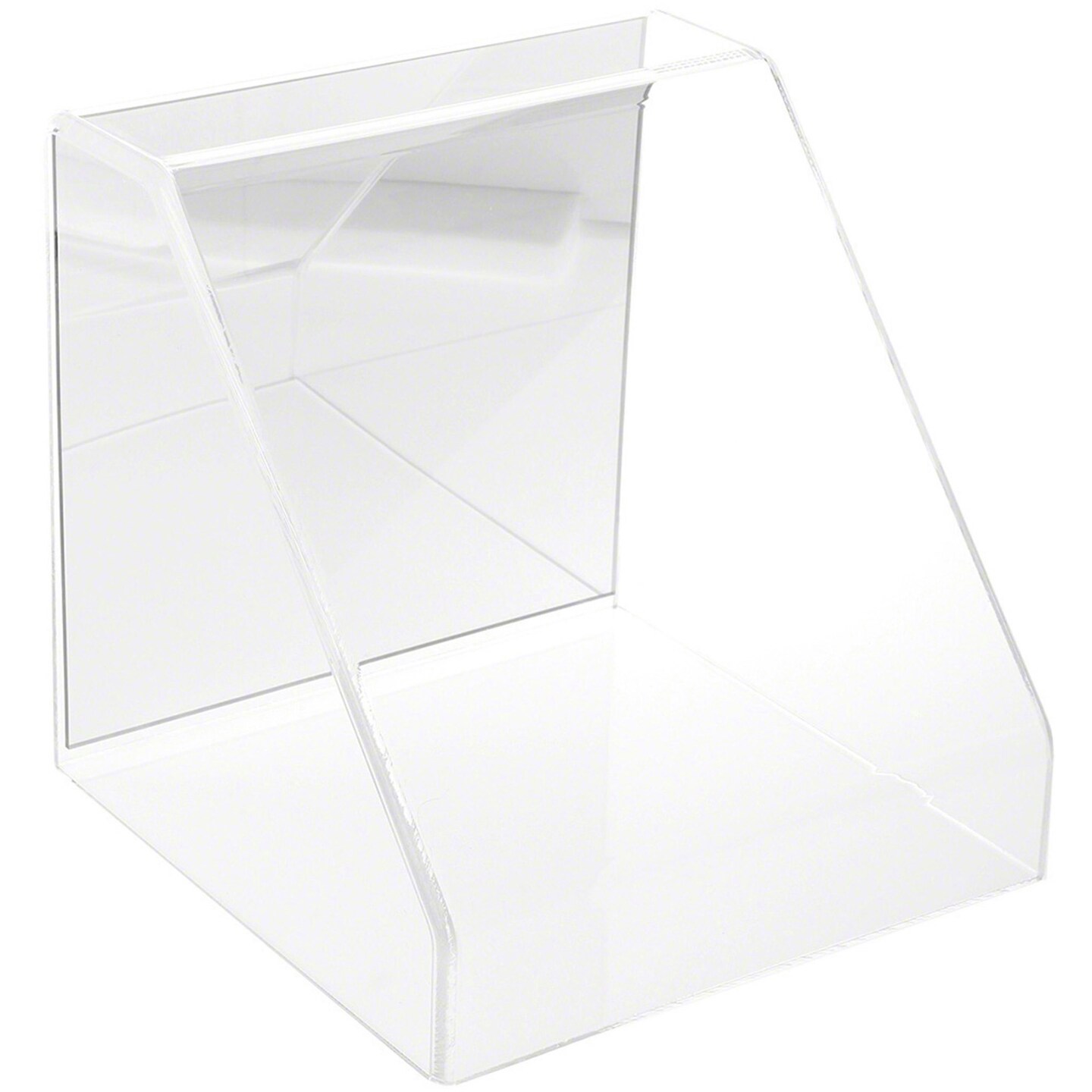 Plymor Clear Acrylic Slanted Front Display Case, 10" x 10" x 10"