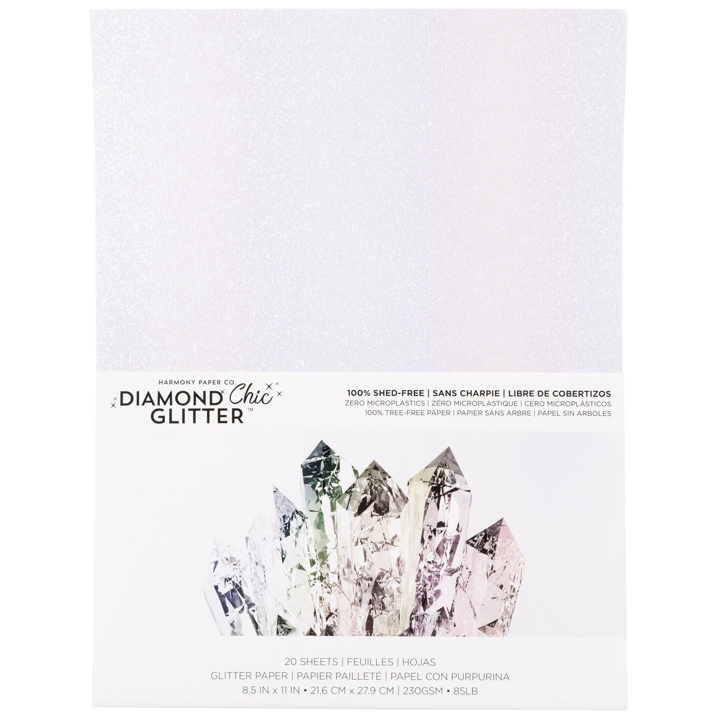 Harmony Diamond Chic Glitter Cardstock 8.5&#x22;X11&#x22; 20/Pkg-Crystal