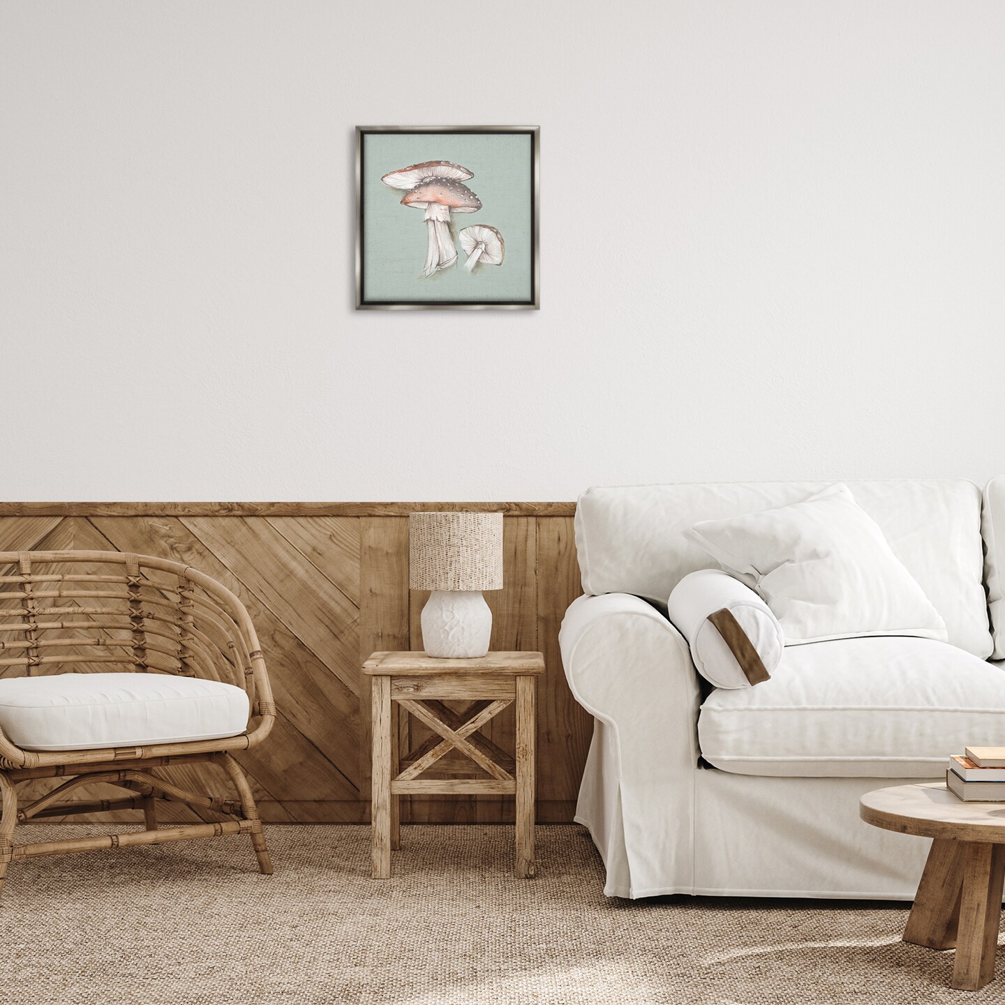 Stupell Industries Mushroom Bunch Drawing Framed Floater Canvas Wall Art Design by Eli Jones