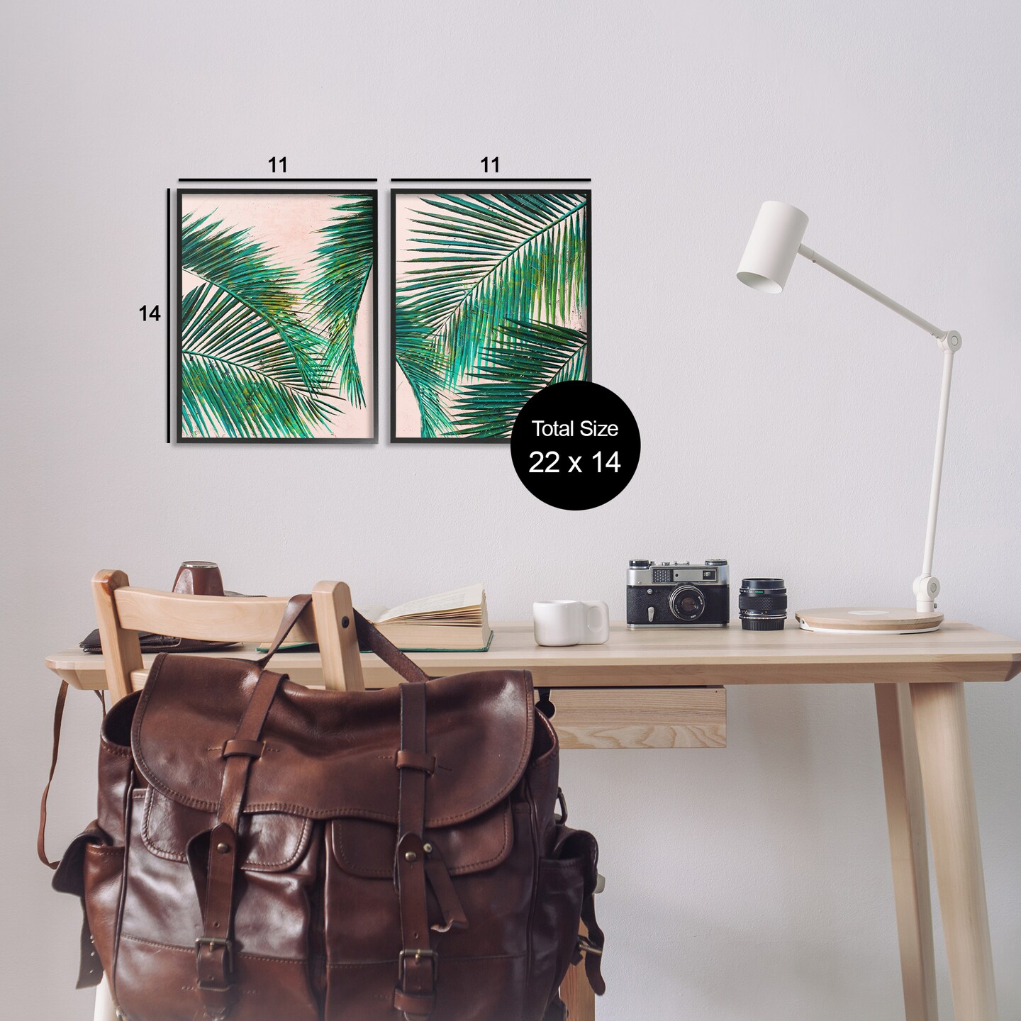 Stupell Industries Tropical Palm Fronds 2 pc Framed Giclee Wall Art Set Design by Patricia Pinto
