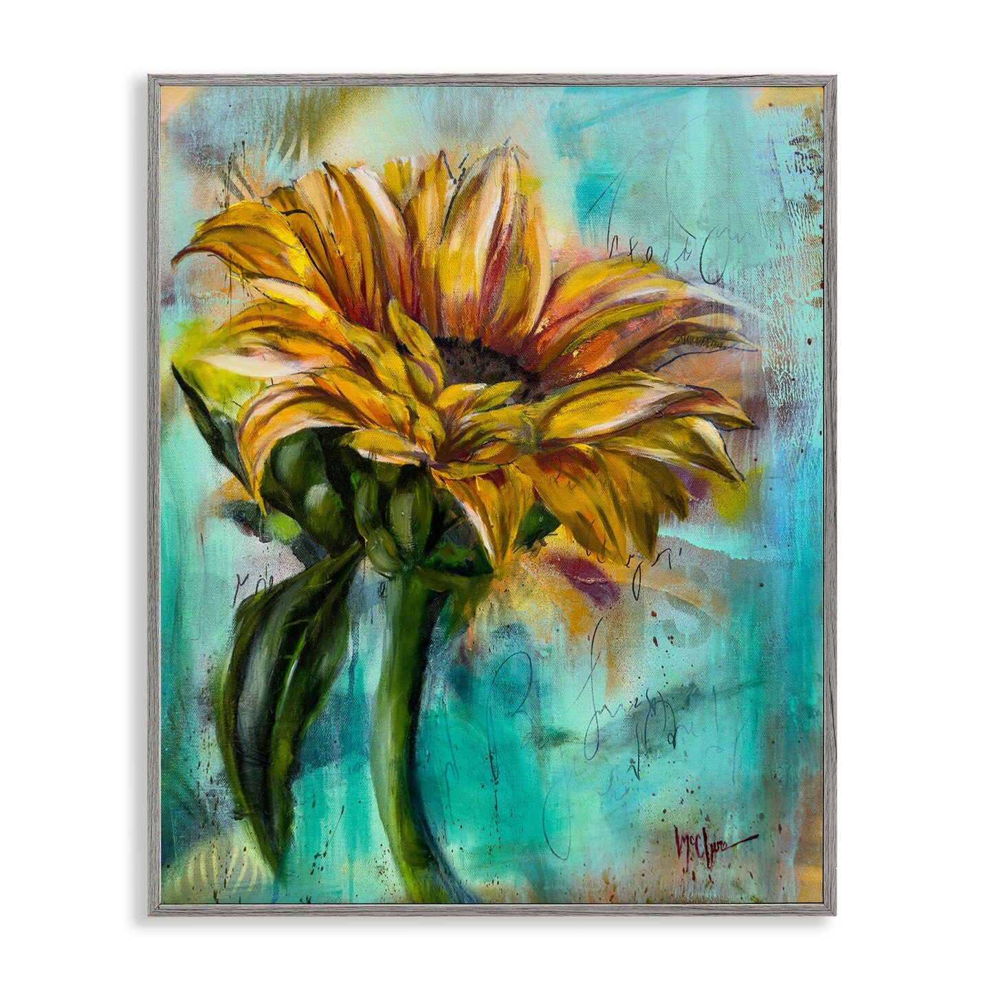 Stupell Industries End Of Summer Sunflower Framed Giclee Wall Art Design by Linda McClure