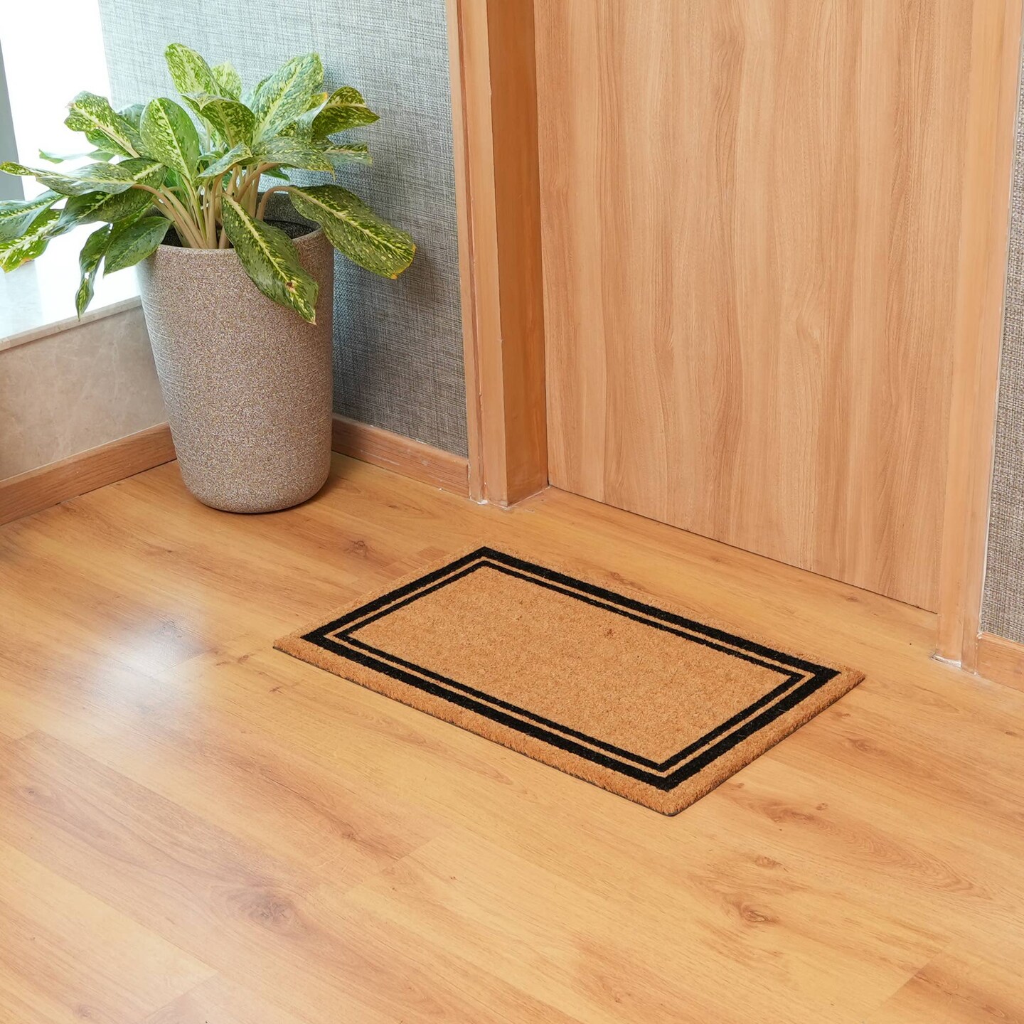 Natural Coir Door Mat with Non-Slip Backing, Indoor Outdoor Entry Doormat