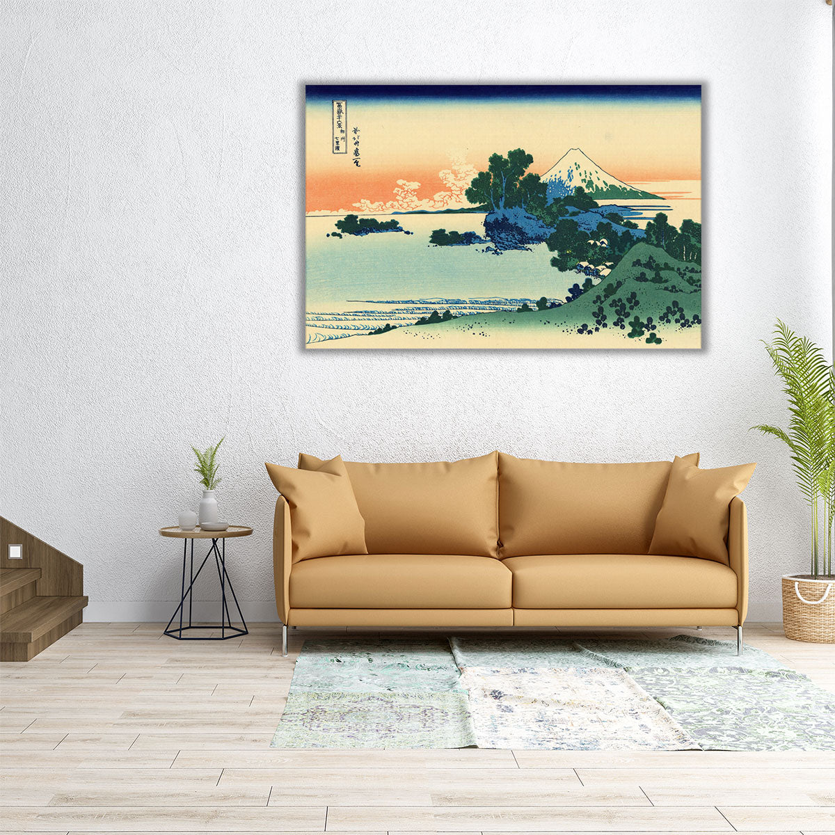 Framed Hokusai Shichiri Beach in Sagami Province Canvas Wall Art