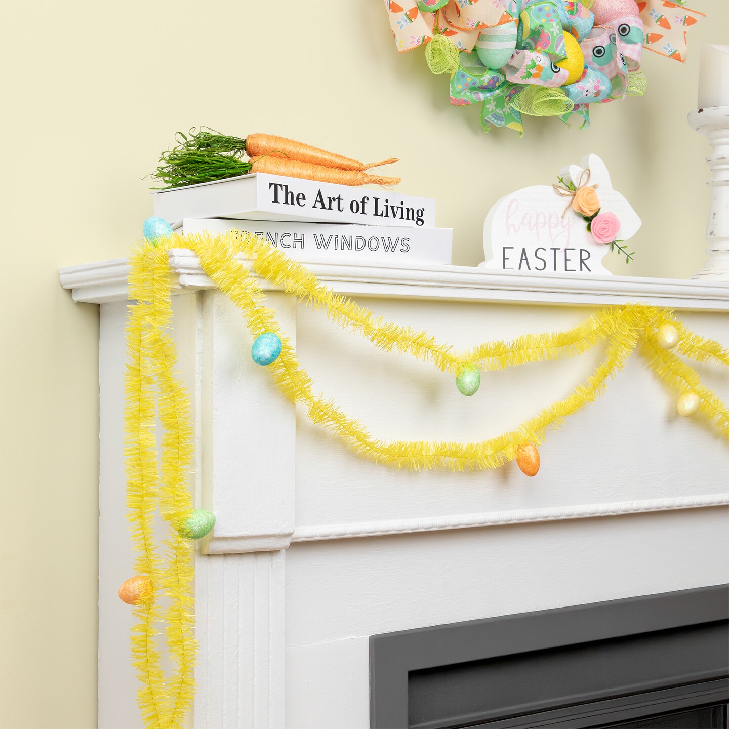 Northlight Tinsel Garland with Easter Eggs - 25' - Yellow