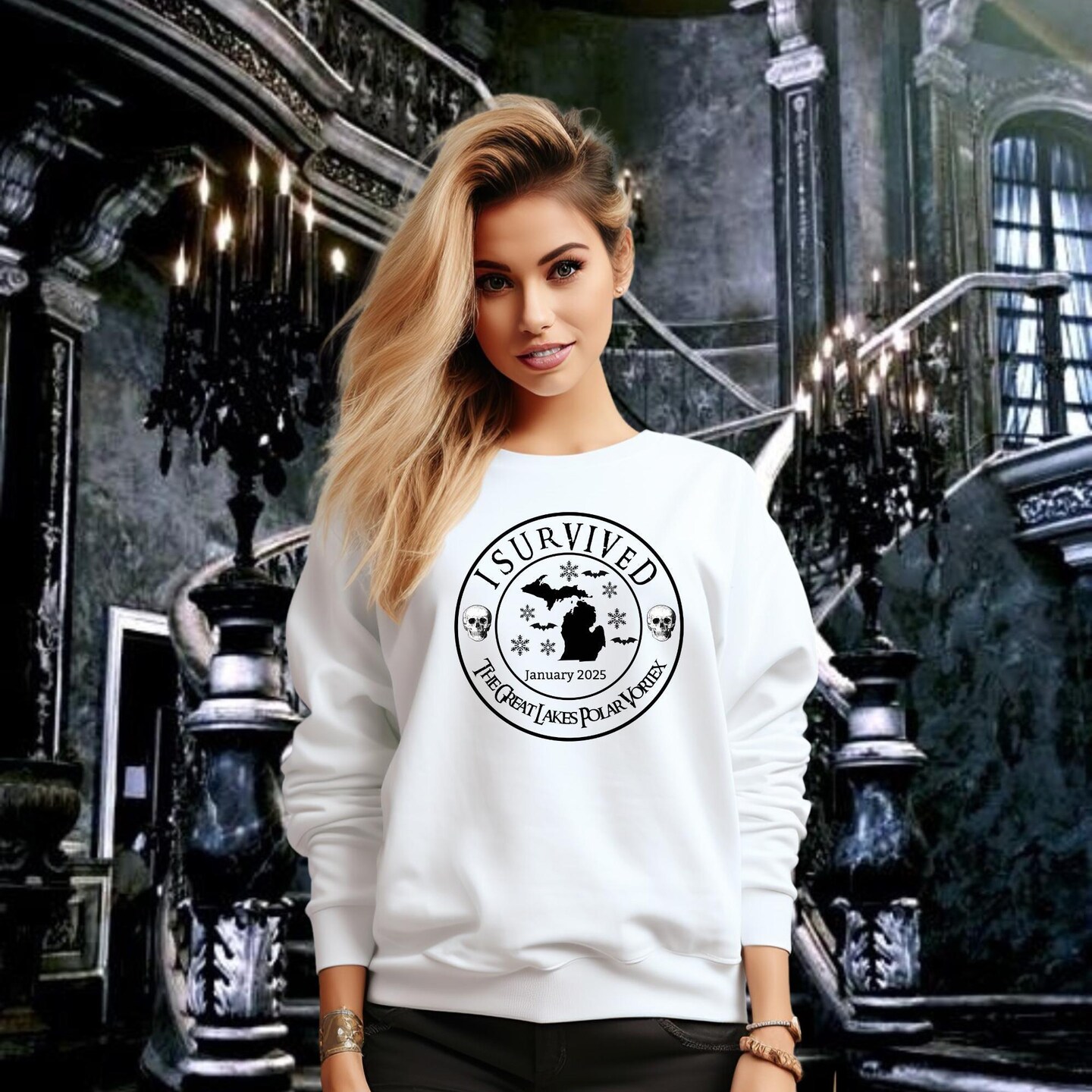 I Survived January 2025 Polar Vortex Gothic Sweatshirt | Michigan