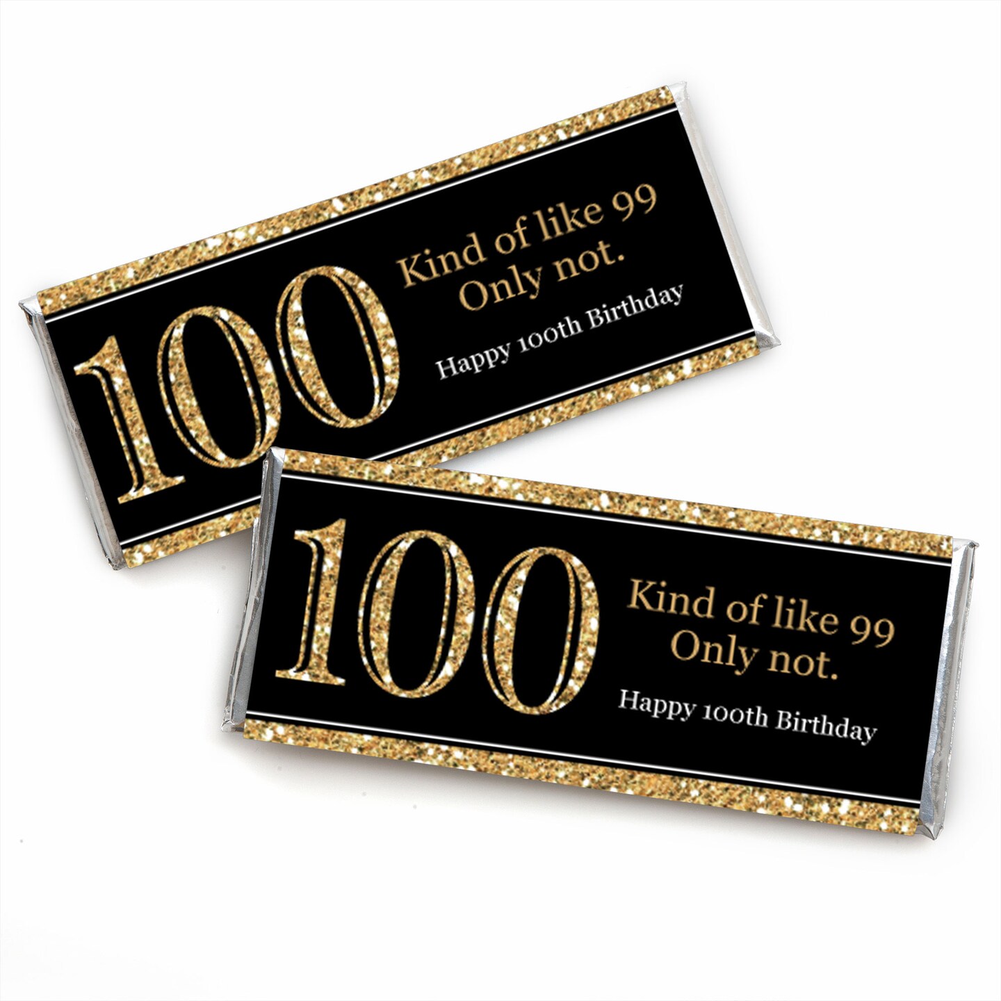 Big Dot of Happiness Adult 100th Birthday - Gold - Candy Bar Wrappers ...