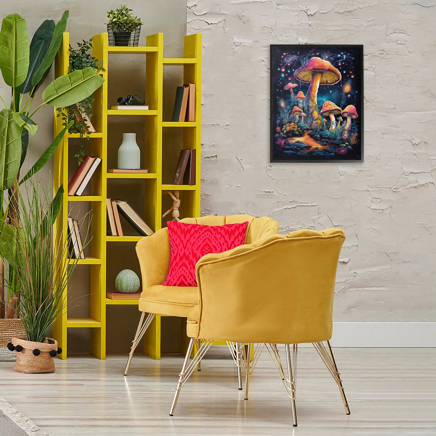 Stupell Industries Psychedelic Mushrooms Nature Framed Giclee Wall Art Design by Nina Blue