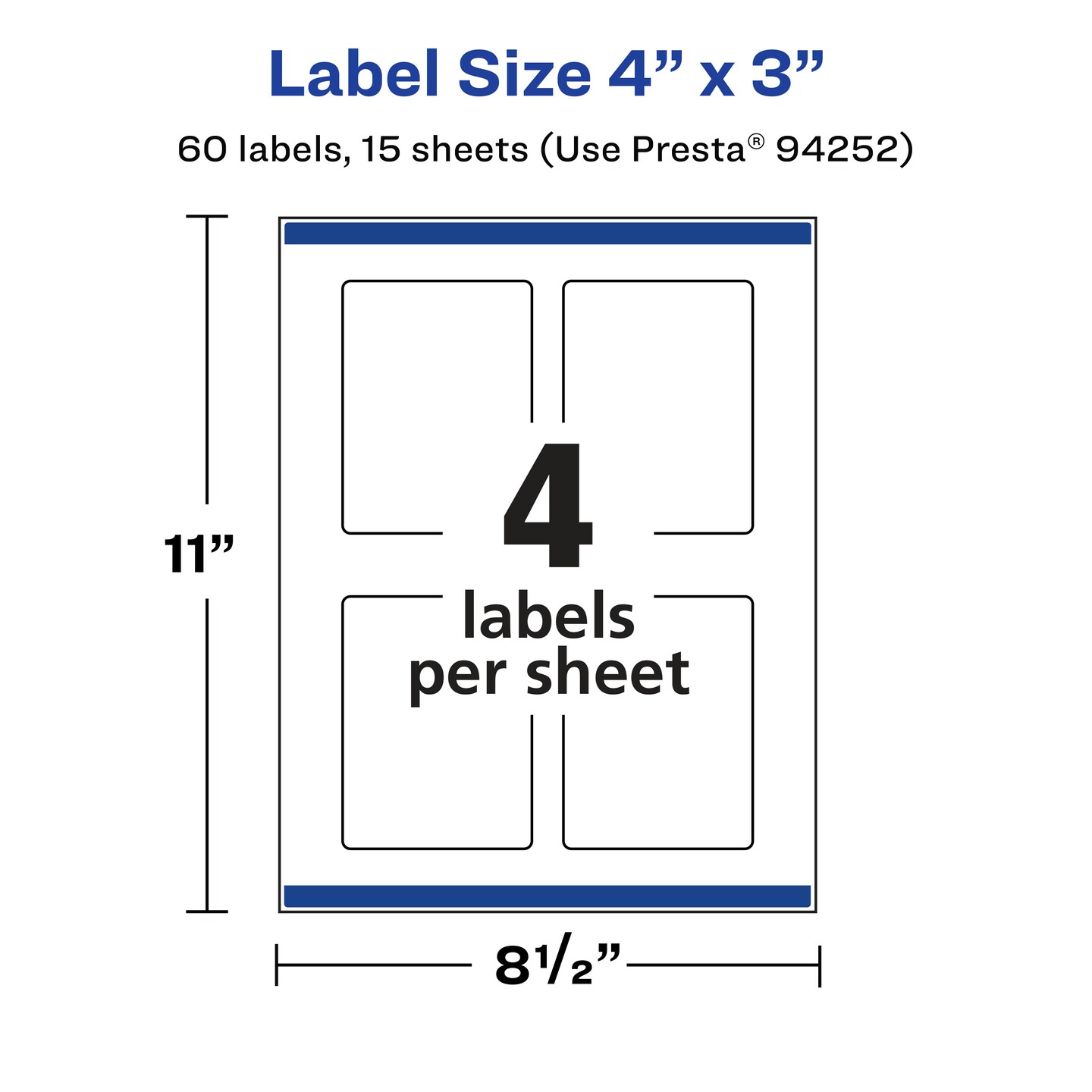 Avery Matte White Removable Rectangle Labels with Sure Feed Technology, Print-to-the-Edge, 4&#x22; x 3&#x22;