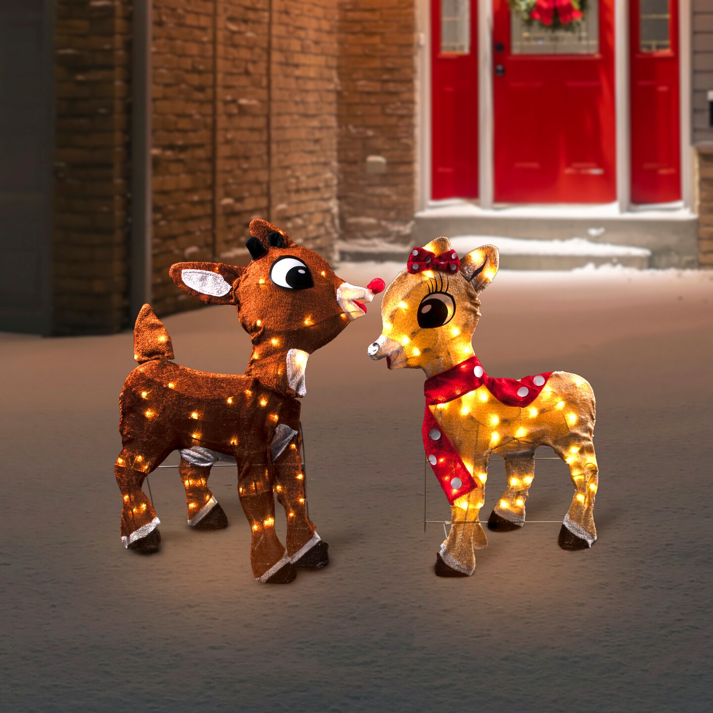 Northlight Lighted Rudolph and Clarice Outdoor Christmas Decorations - 32"