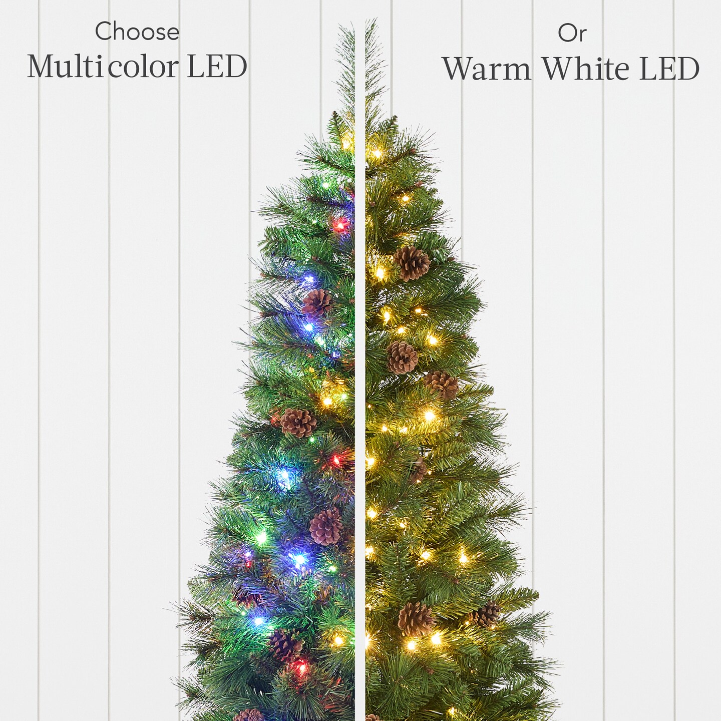 Best Choice Products Pre-Lit Artificial Scotch Pine Pencil Christmas Tree w/ LED Lights Metal Stand