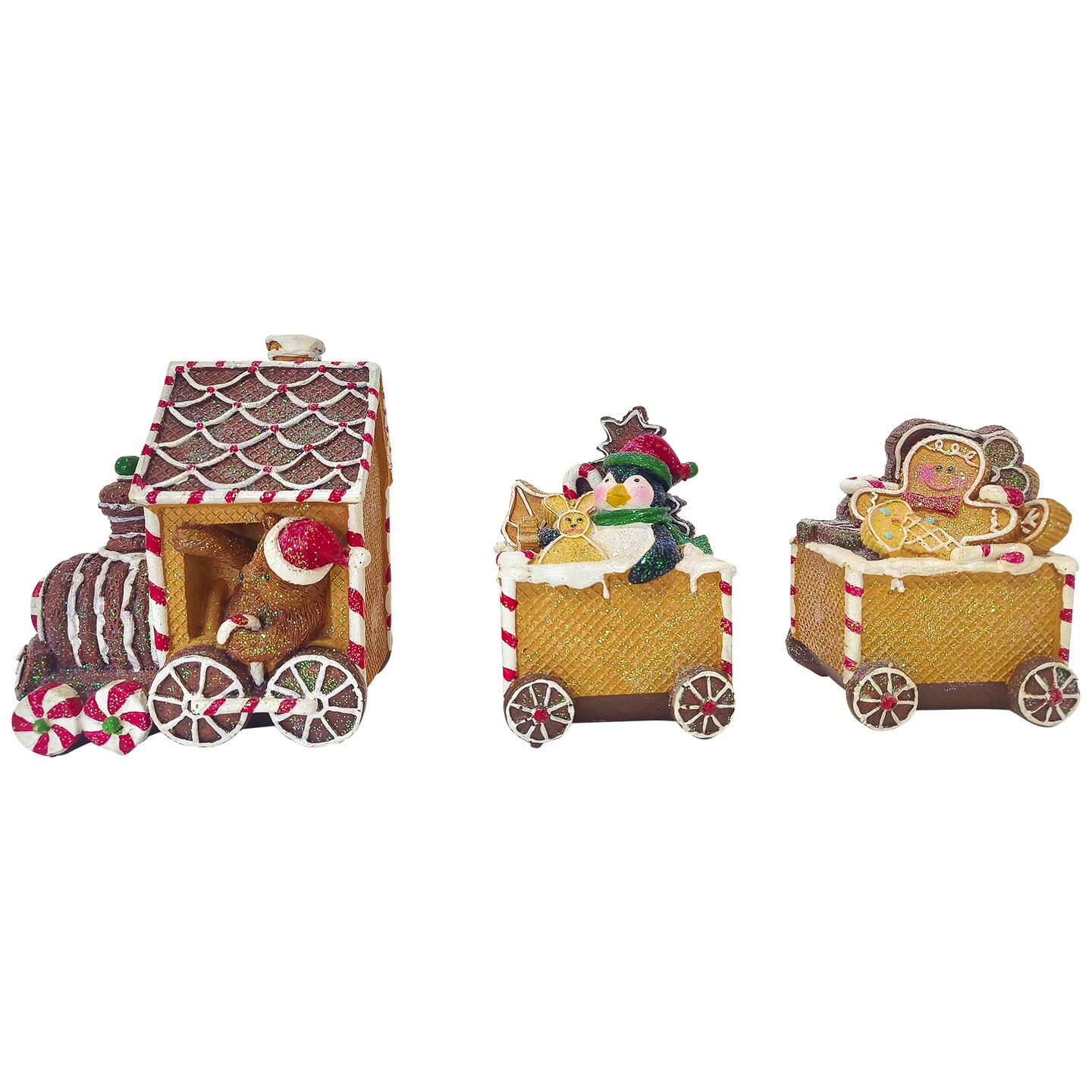 Northlight Gingerbread Candy Cane Train with Gingerbread Man Christmas Decoration - 5.5&#x22;
