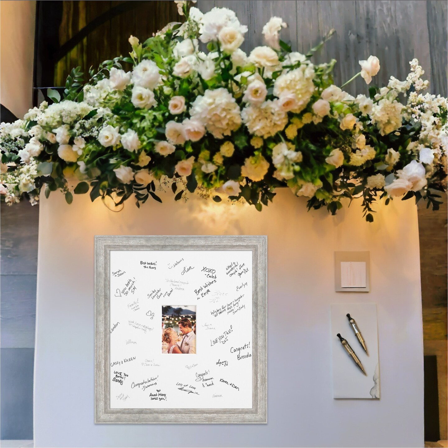 Angled Signature Mat Picture Frame, Photo Frame Wedding Guest Book Alternative, Autograph Picture Mat for Signature Board, Wedding Celebrations Graduations Support Encouragement or Retirement