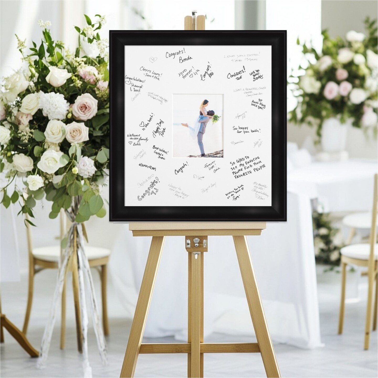 Grand Signature Mat Picture Frame, Photo Frame Wedding Guest Book Alternative, Autograph Picture Mat for Signature Board, Wedding Celebrations Graduations Support Encouragement or Retirement