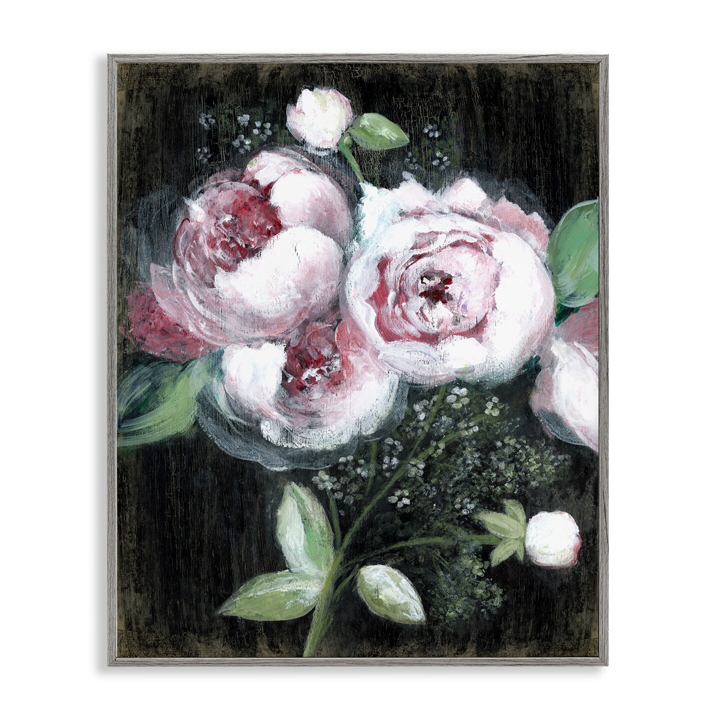 Stupell Industries Moody Roses on Black Framed Giclee Wall Art Design by Janet Tava
