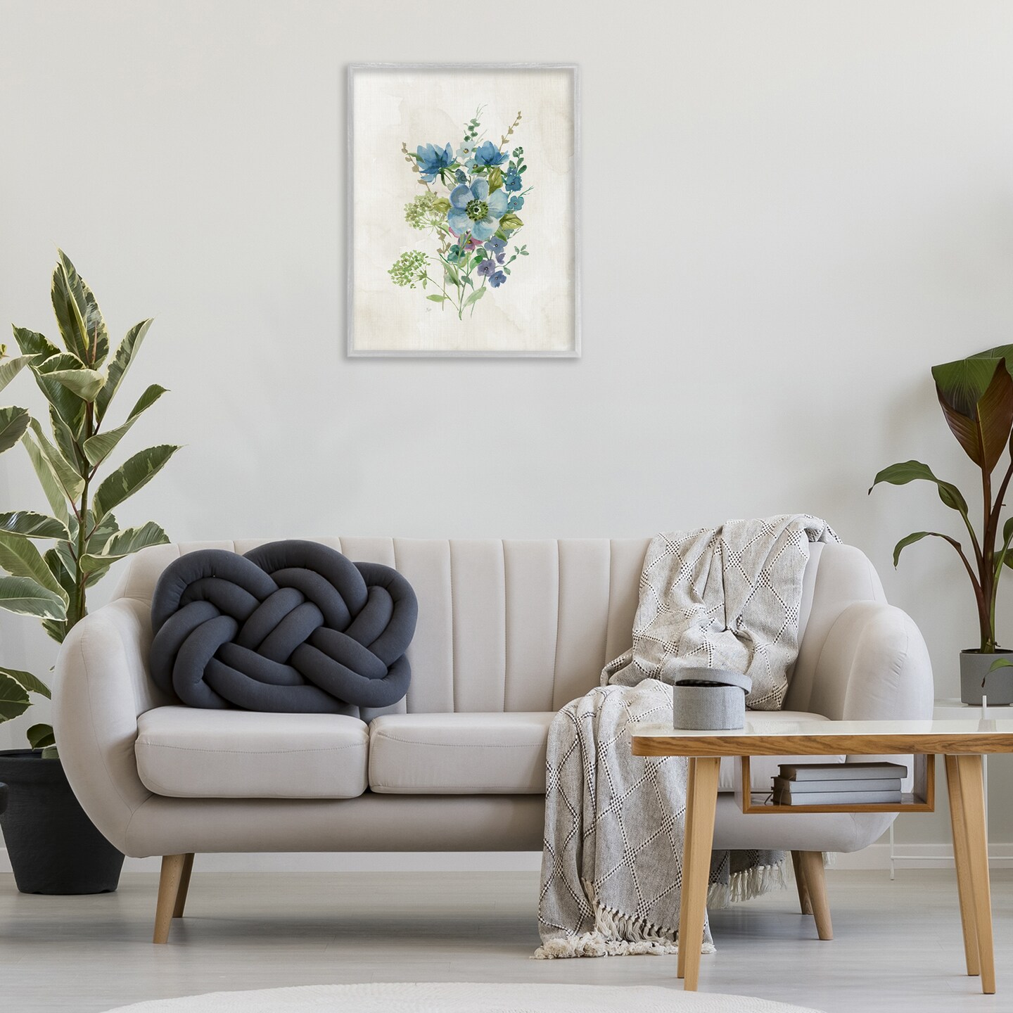 Stupell Industries Blue Wildflower Cluster Framed Giclee Wall Art Design by Nan