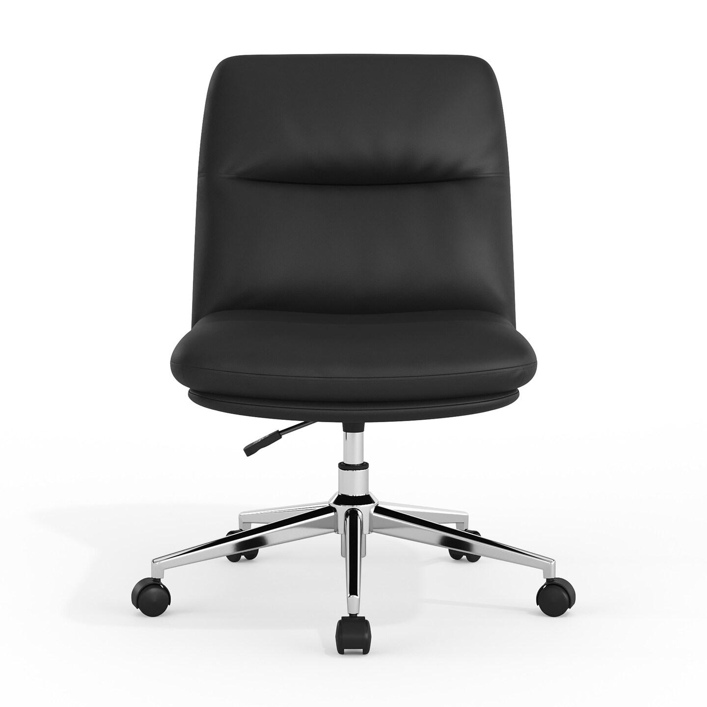Merrick Lane Biel Mid-Back Height-Adjustable Armless Swivel Office Chair with Wheels - Padded Upholstered Back and Seat, Strong Frame