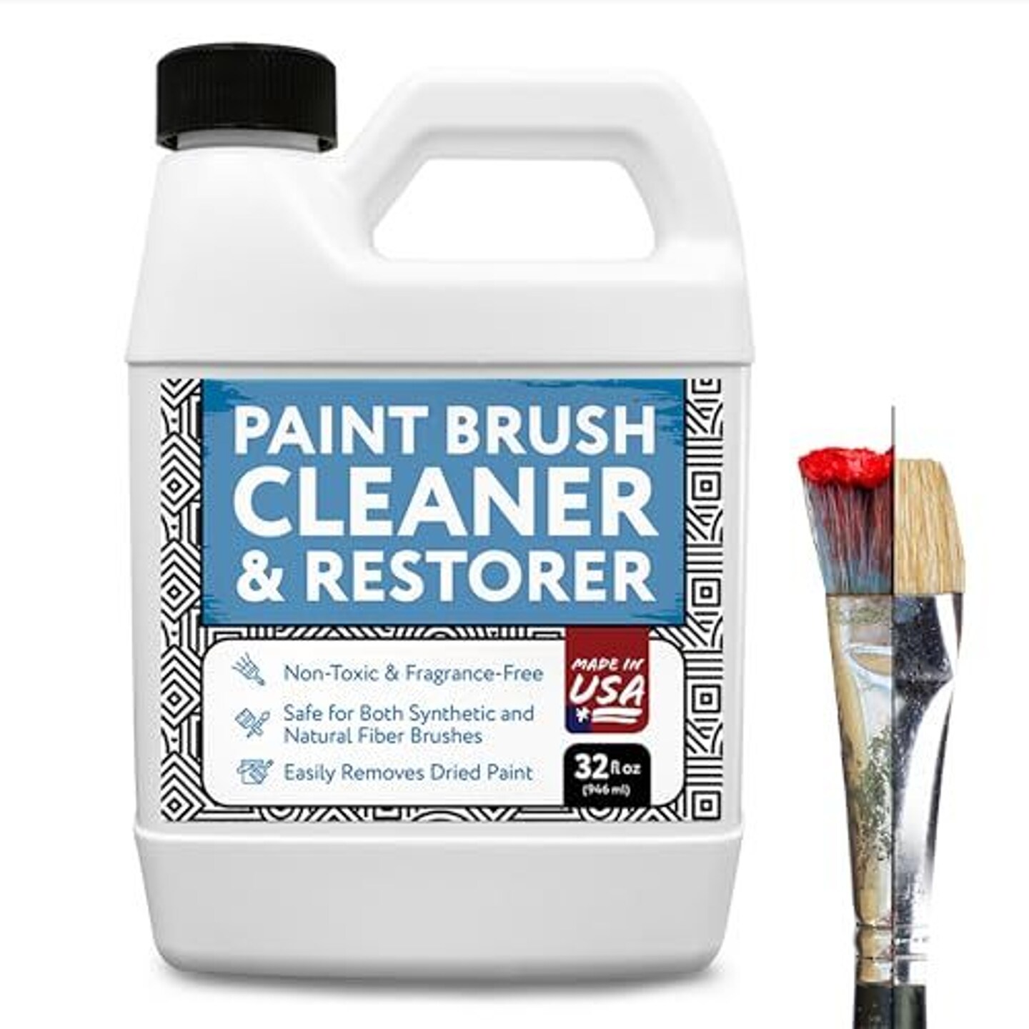 IMPRESA 32oz Paint Brush Cleaner &#x26; Restoring Liquid -Water-Based Oil Paint Brush Cleaner Solvent - Brush Cleaner Acrylic Paint Remover - Acrylic Paint Brush Cleaner