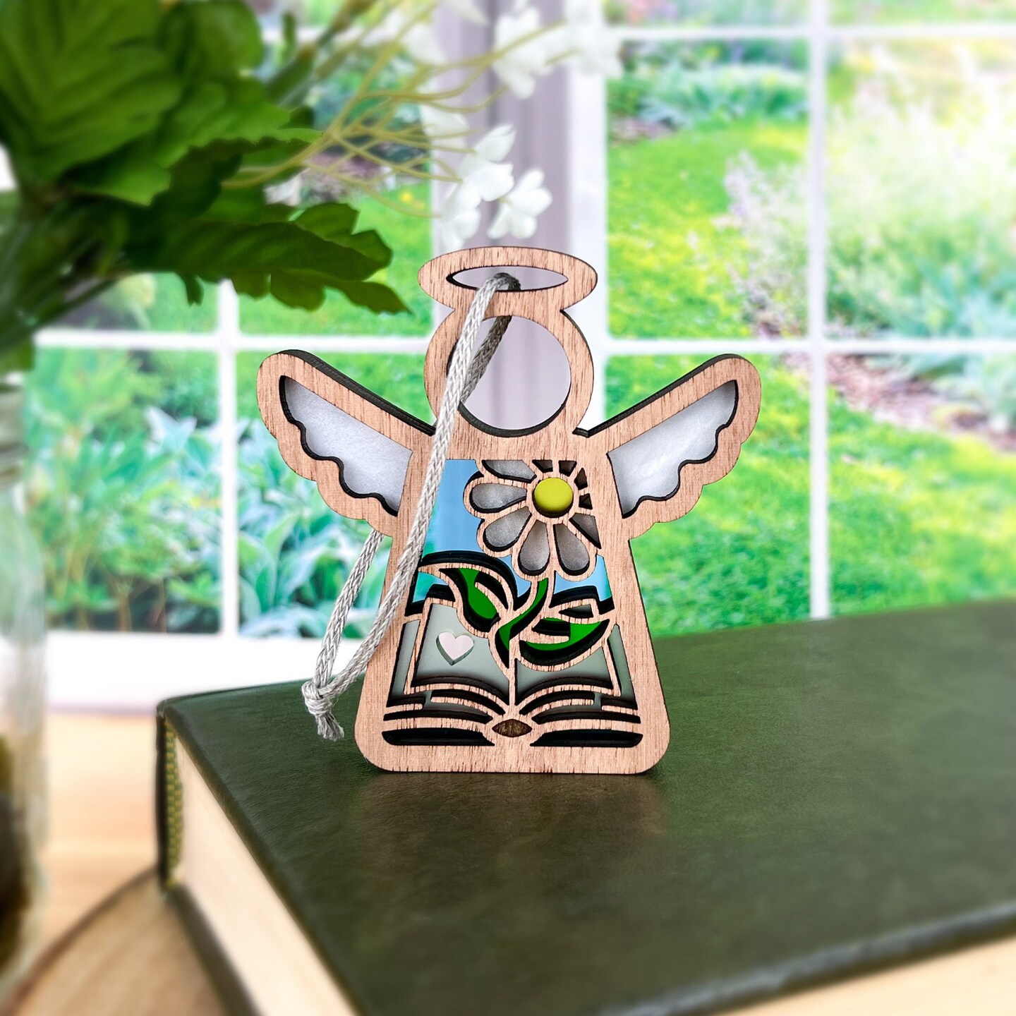 3.5&#x22; Book Lovers Ornament - Handcrafted in Texas - Mother&#x27;s Angels&#xAE; Figurine - Mother&#x27;s Day Gifts