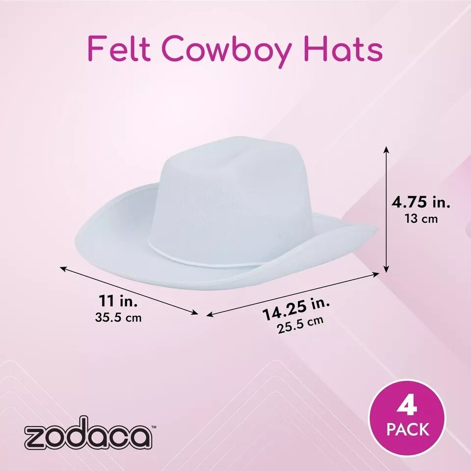 4 Pack Western Felt Cowboy Hat for Child Boys Girls Halloween Party Costume