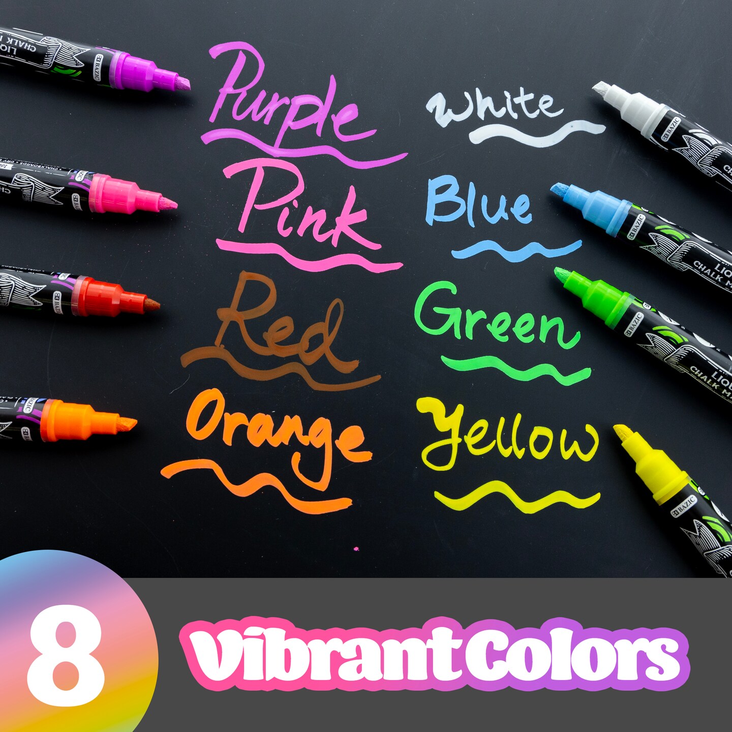 BAZIC Color Liquid Chalk Markers