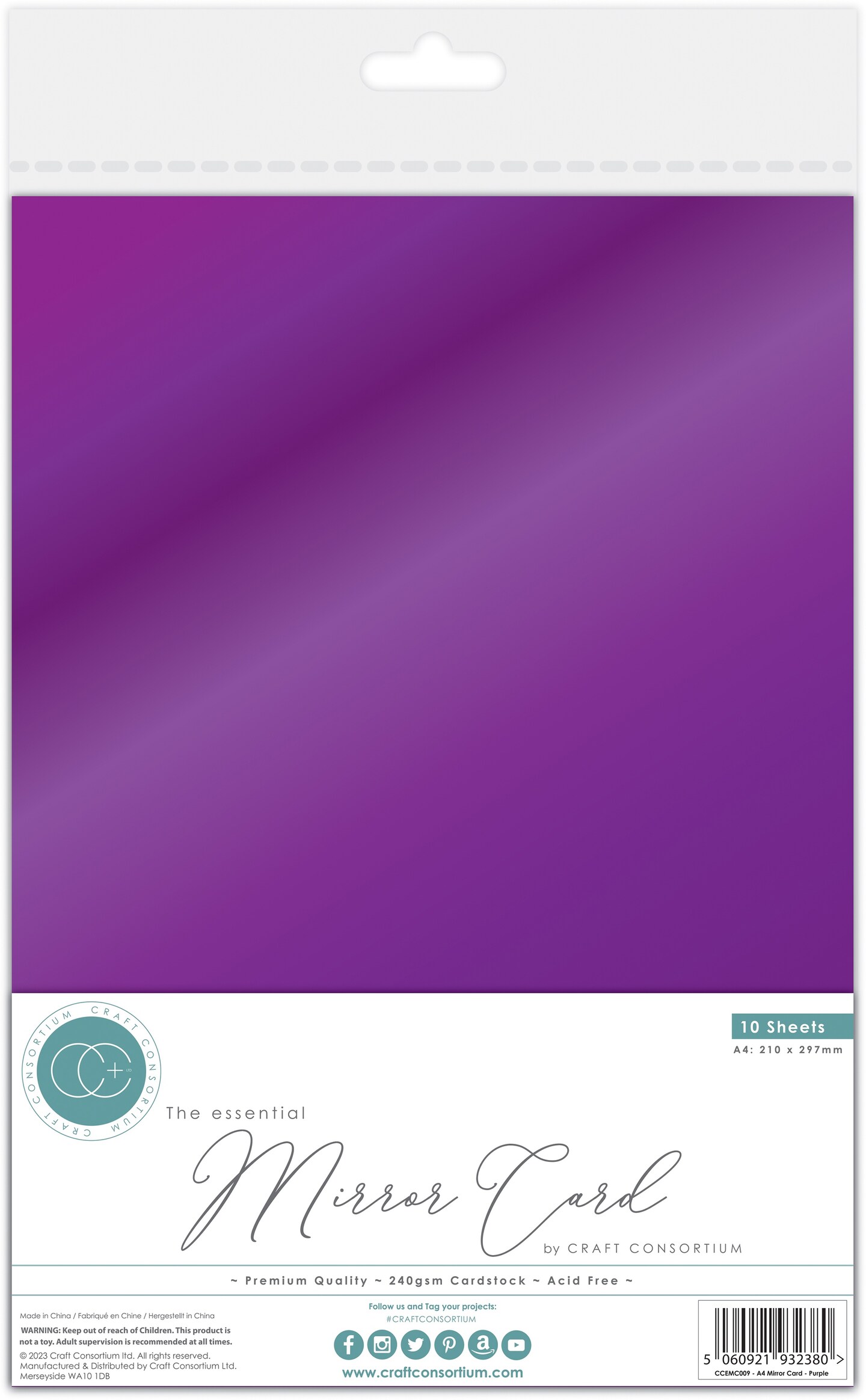 Craft Consortium Essential Mirror Card A4 10/Pkg-Purple