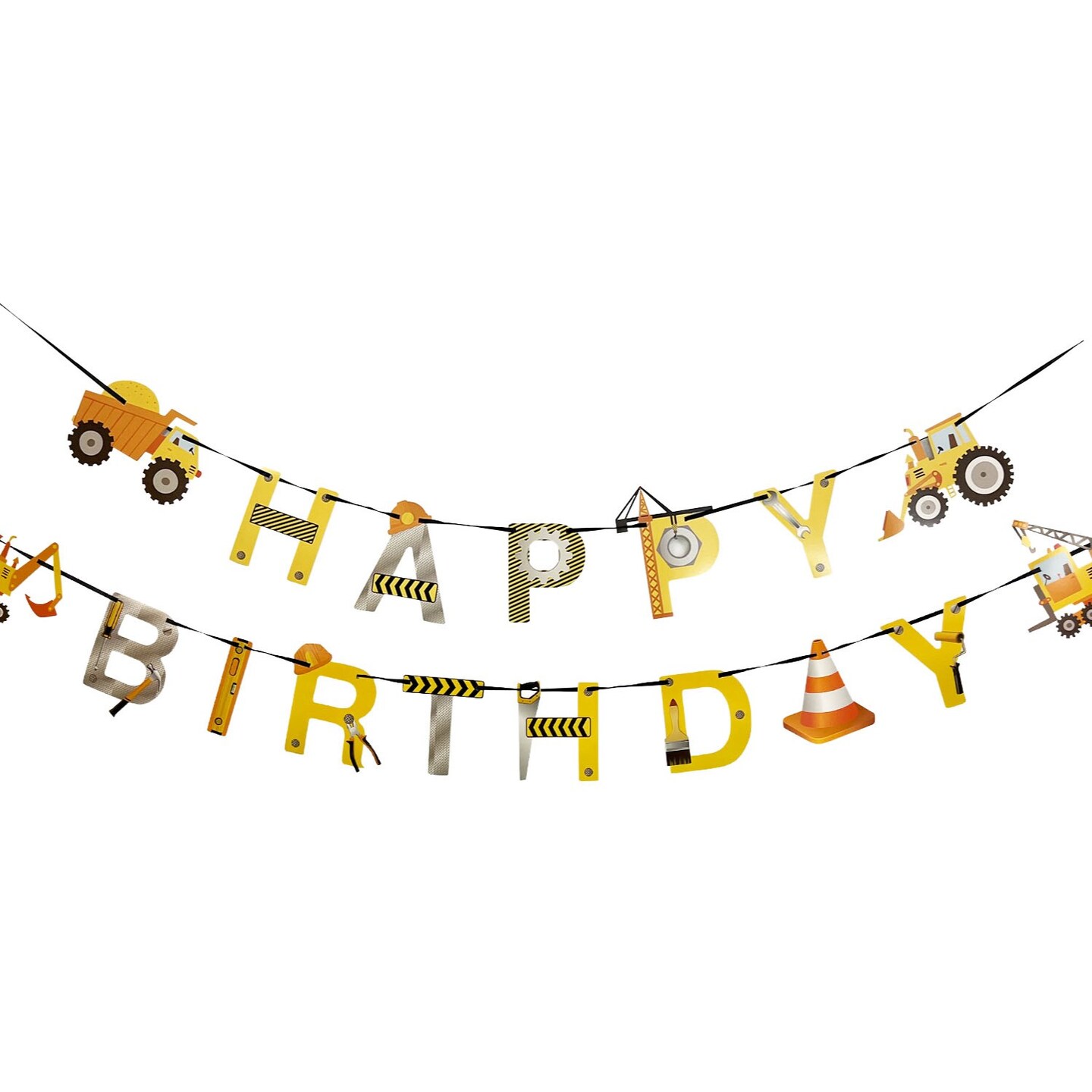 Construction "Happy Birthday" Double Banner Set - 1 Double Banner Set