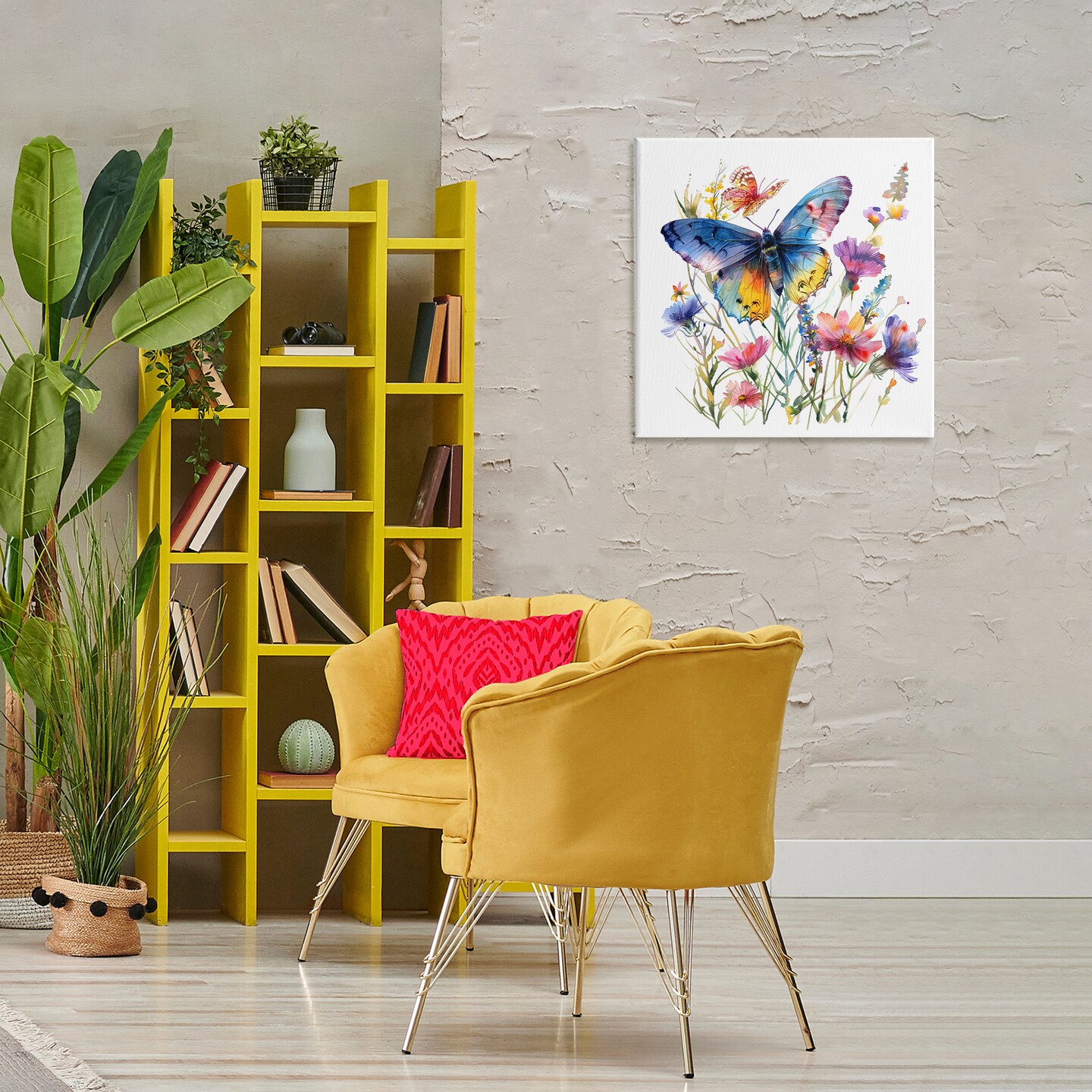 Stupell Industries Blue Toned Butterfly Garden Canvas Wall Art Design by LSR Design Studio