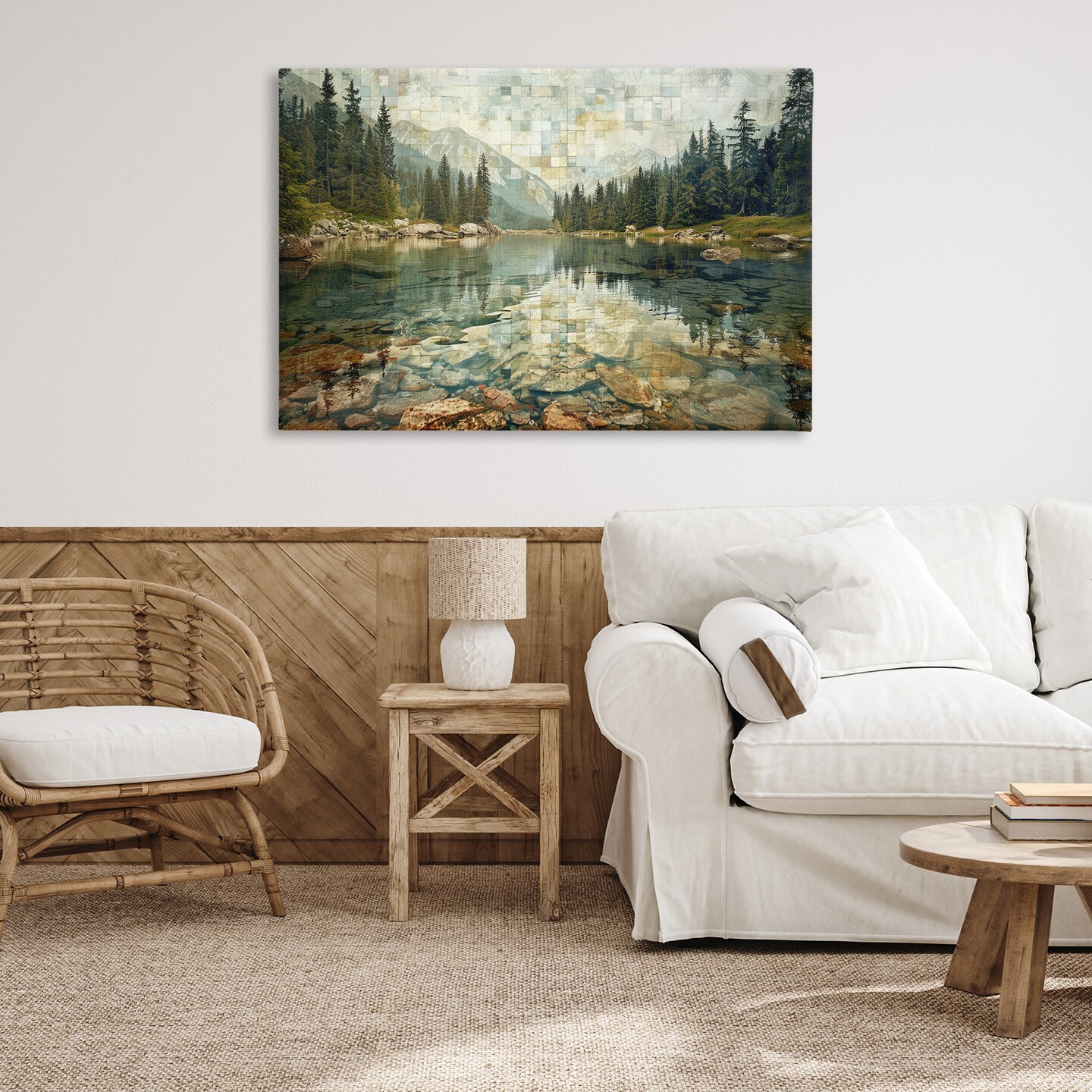 Stupell Industries Tiled Mountain Landscape Canvas Wall Art Design